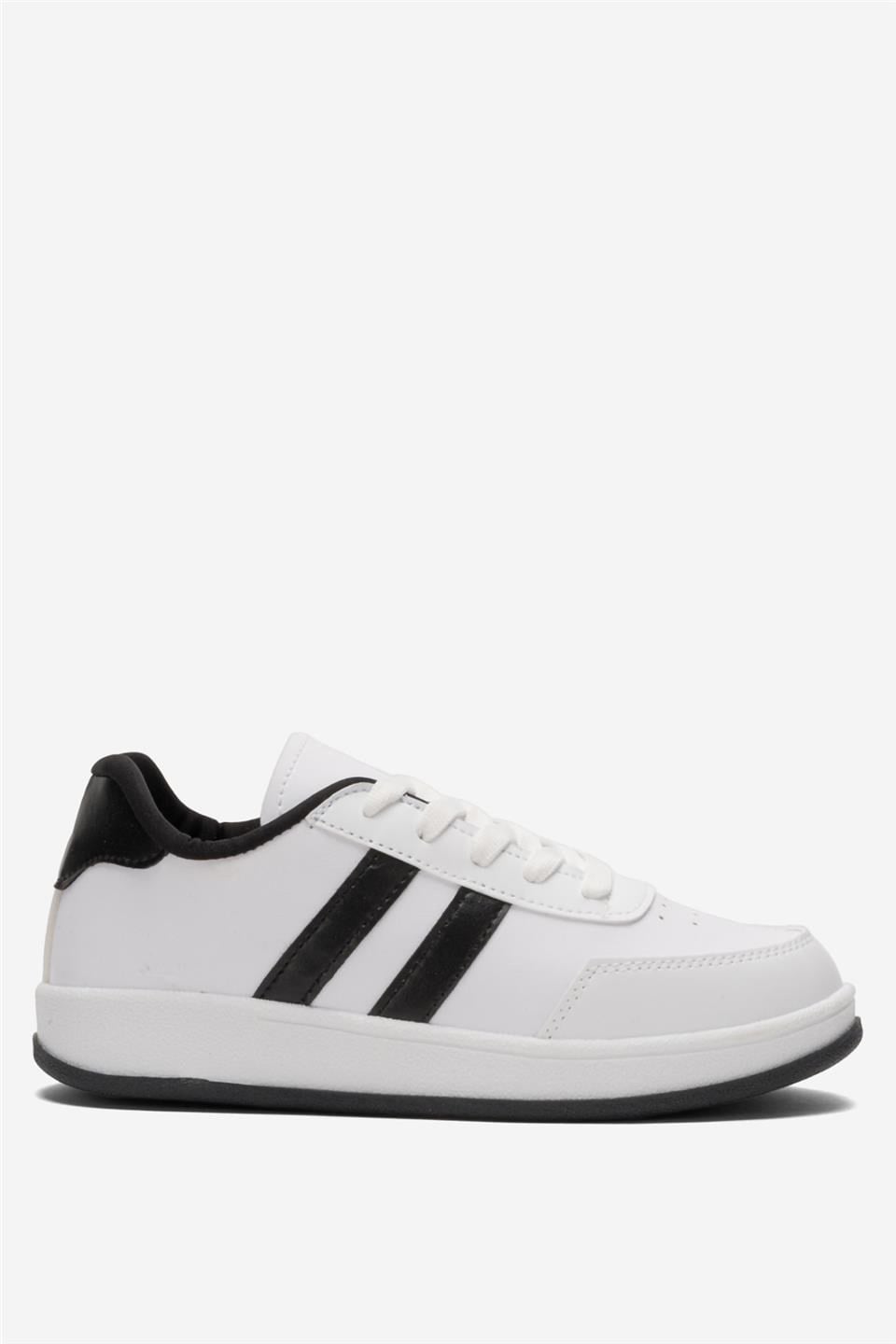 Unisex Düz Hafif Taban Sneaker Ayakkabı BEYAZ - SİYAH