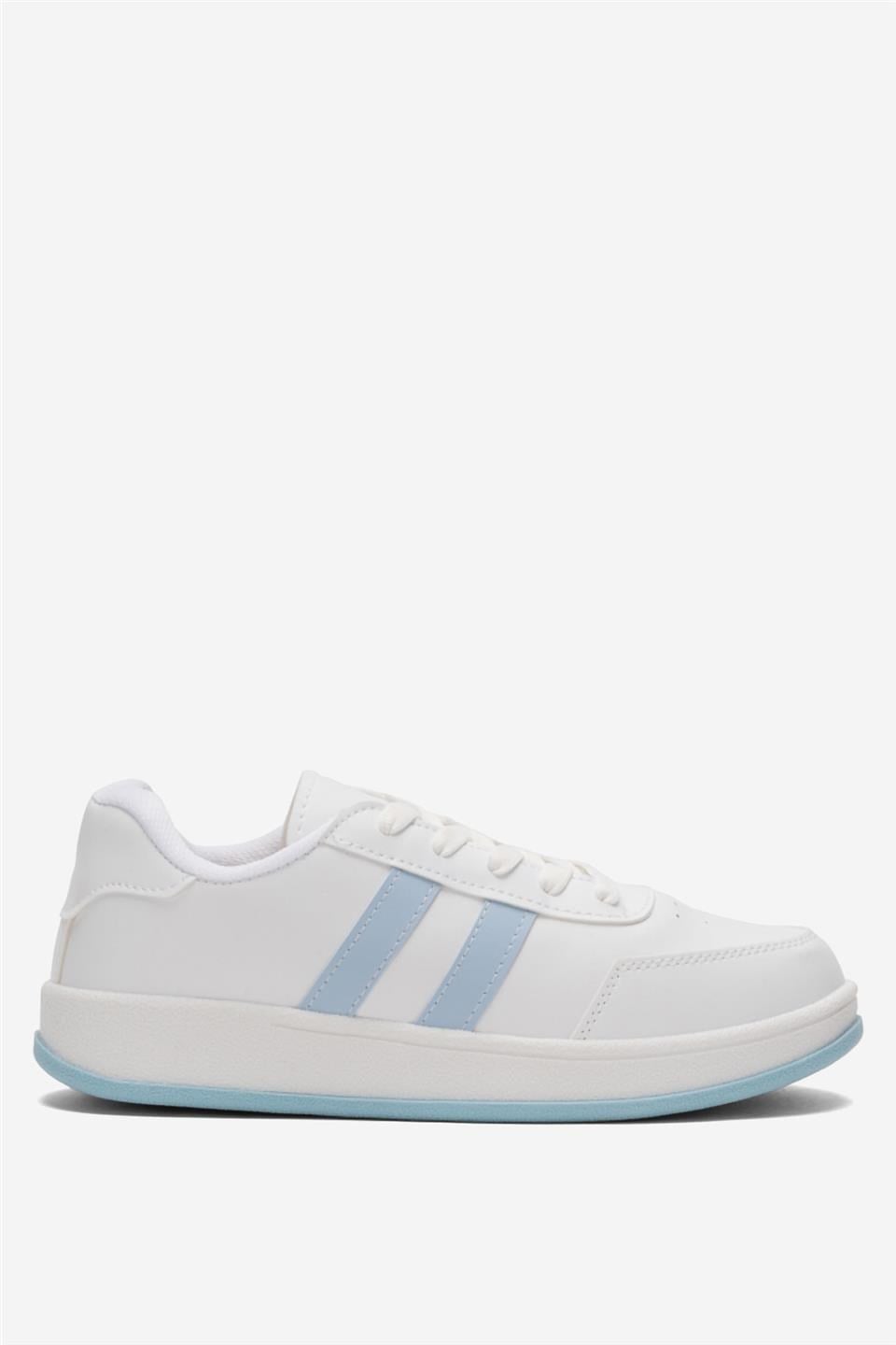 Unisex Düz Hafif Taban Sneaker Ayakkabı BEYAZ - MAVİ