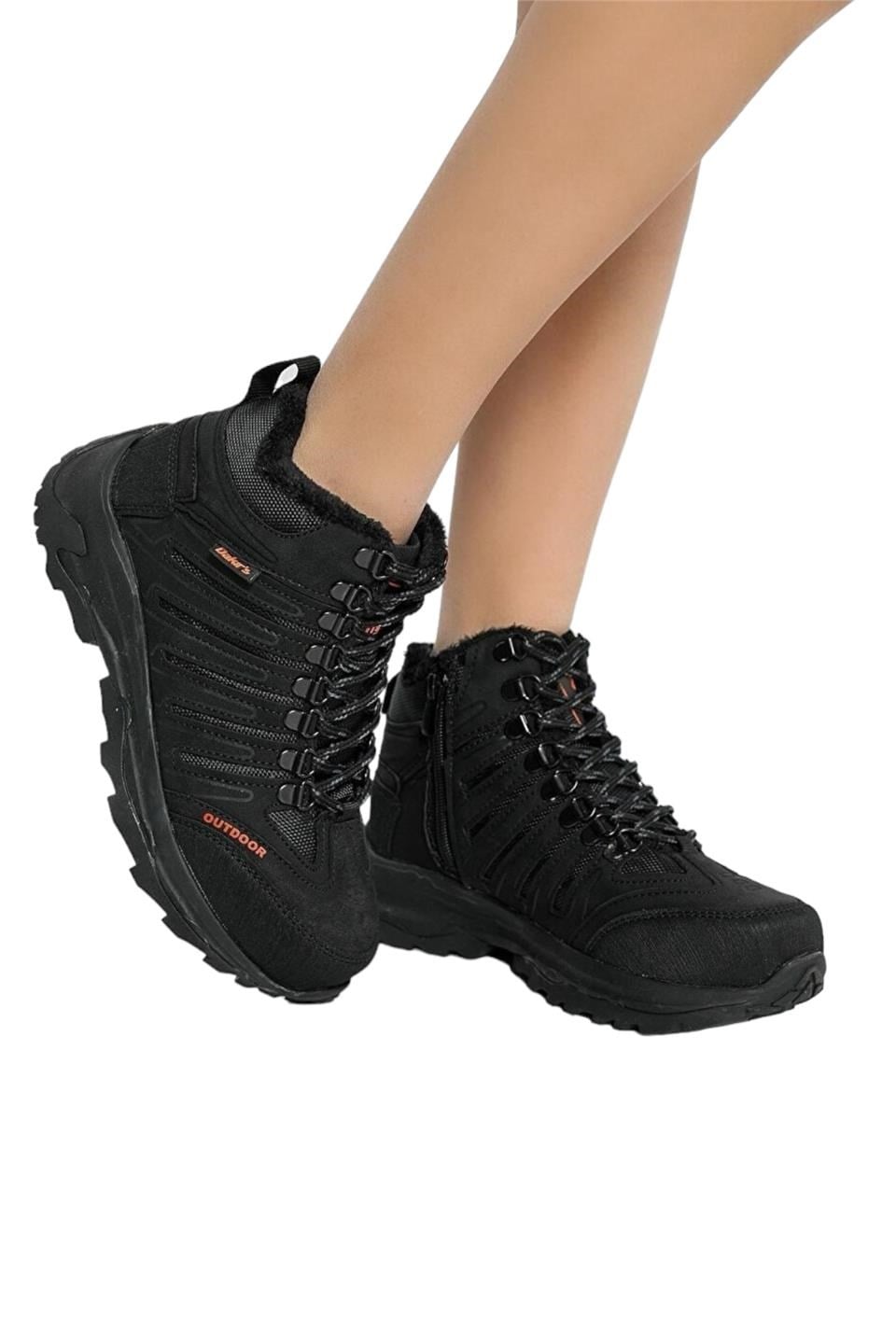 Unisex Kürklü Trekking Outdoor Bot SİYAH