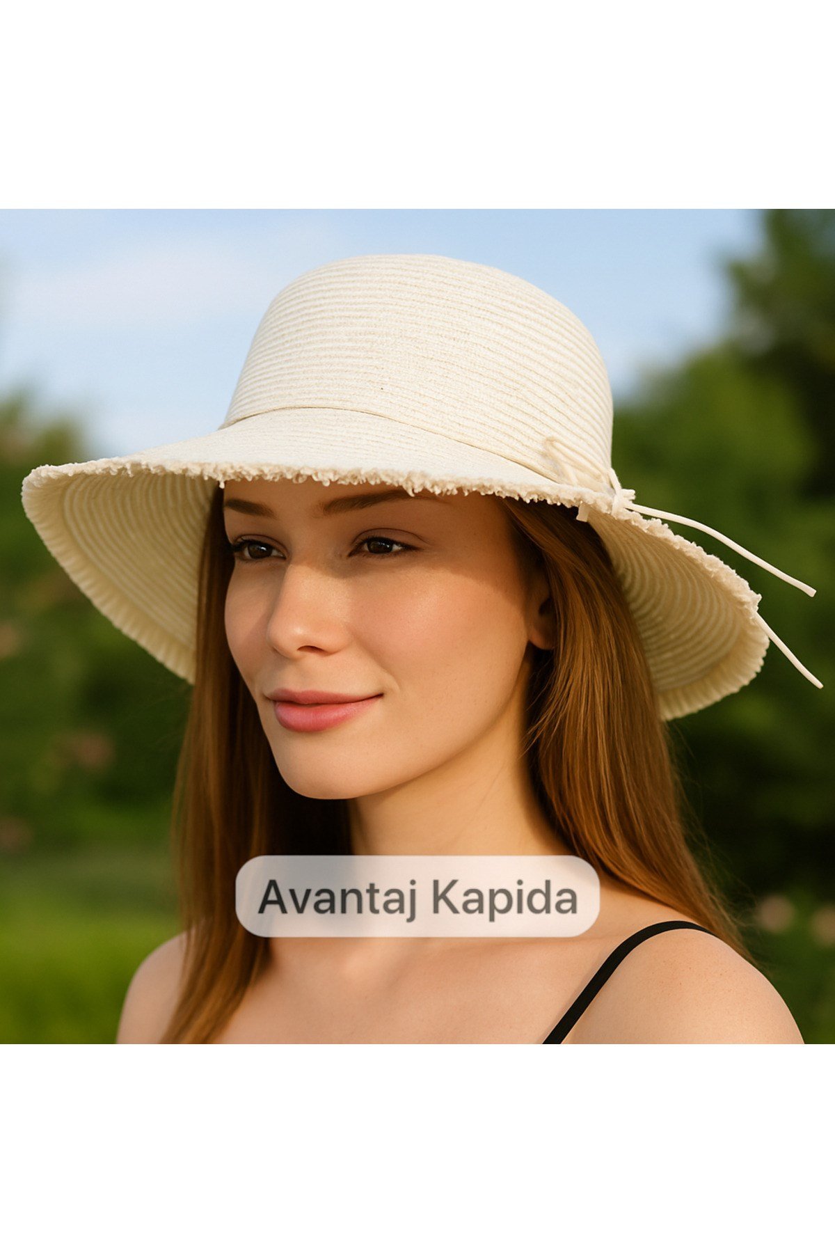 ® Kadın Hasır Yazlık Şapka – Geniş Kenarlı, Fiyonklu, Özel Tasarım Modeller Krem/kırık Beyaz