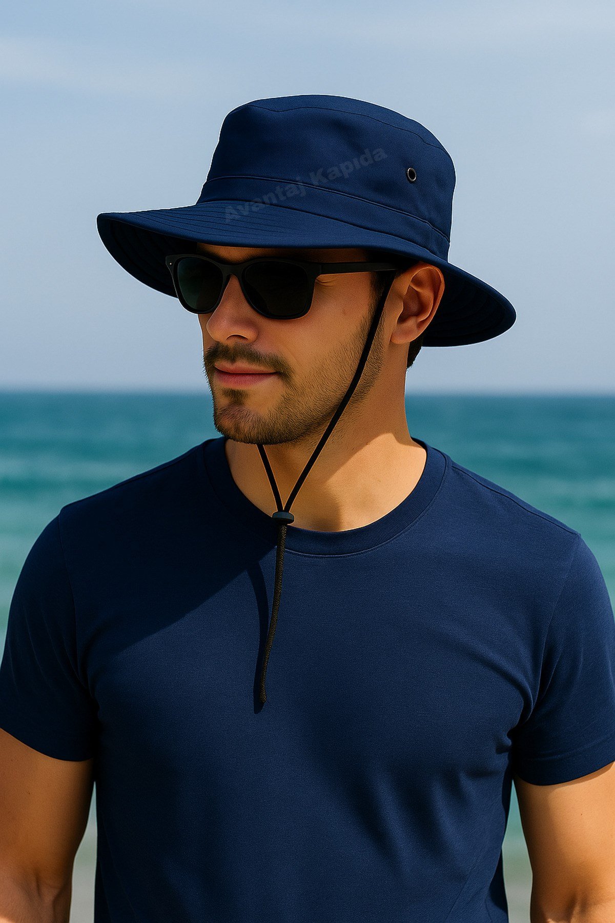 ® Unisex Uv Korumalı Ipli Outdoor Yazlık Şapka – Geniş Kenarlı Lacivert