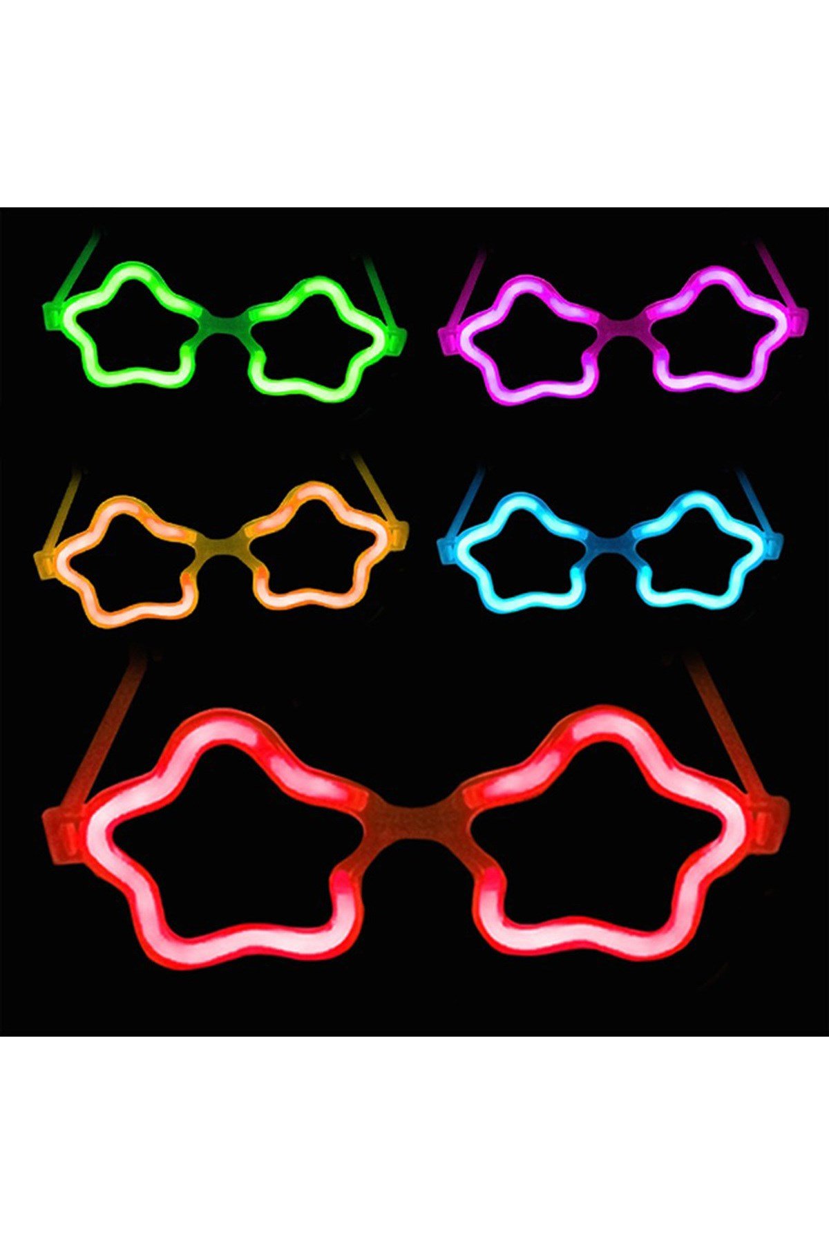 12 Adet Yıldız Glow Gözlük – Glow Partisi ve Etkinlik İçin