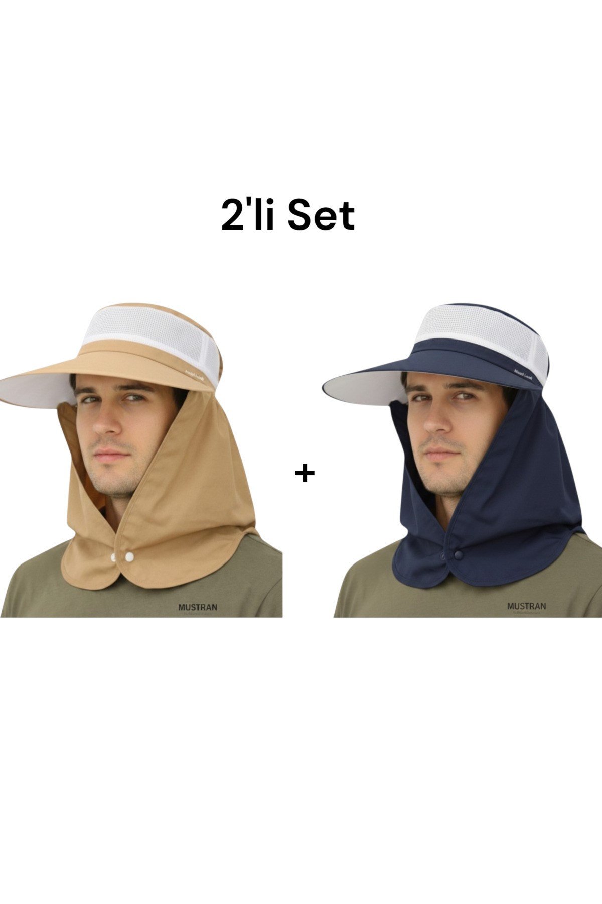 2'li Set Geniş Siper Gölgelikli Güneş Korumalı Önden Cırtcırtlı Yazlık Güneş Şapkası Unisex