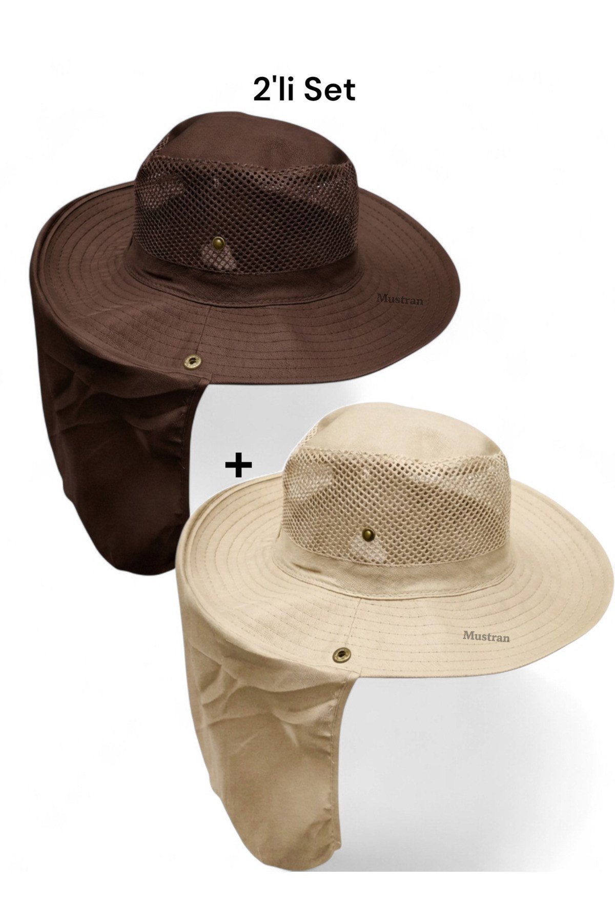 2'li Set Yazlık Güneş Şapkası Güneş Korumalı Fileli Outdoor Balıkçı Tarla Bahçe Safari Şapkası