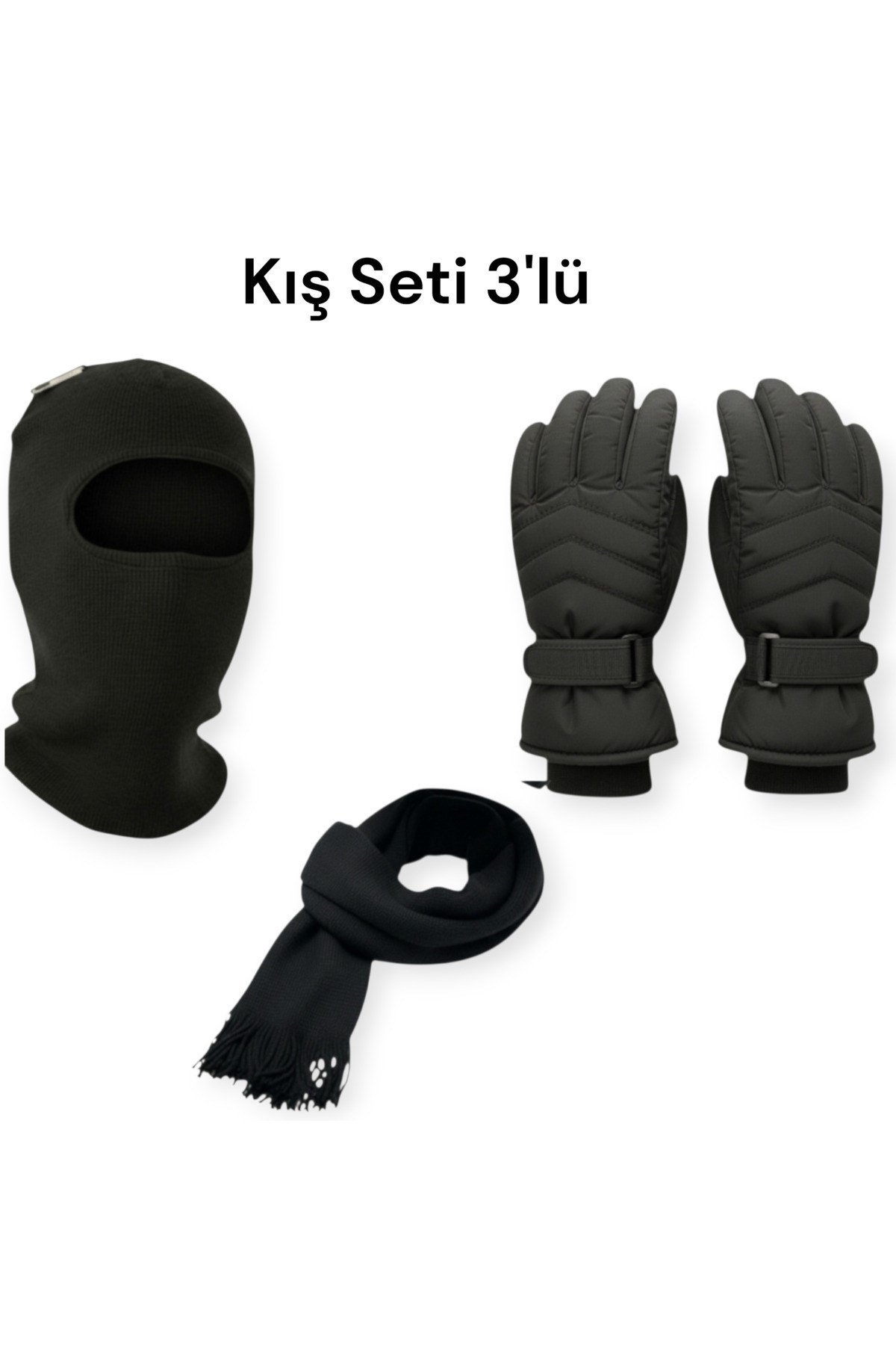 3’lü Kış Seti Kar Kayak Eldiveni Balaklava Atkı | S/M -L -XL Soğuk Rüzgar Geçirmez Unisex