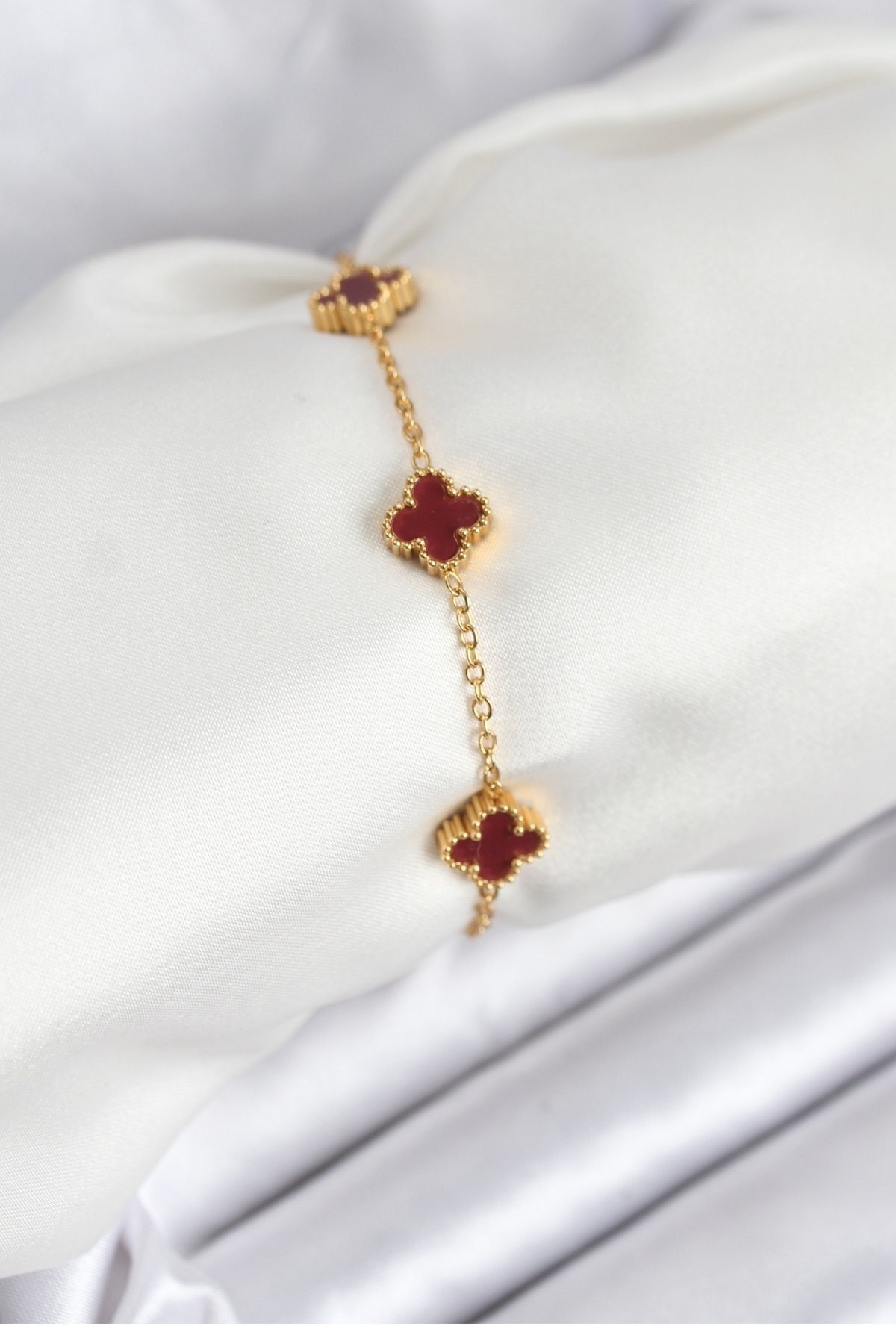 316L Çelik Gold Zincir Baby Boy Bordo Renk Bileklik
