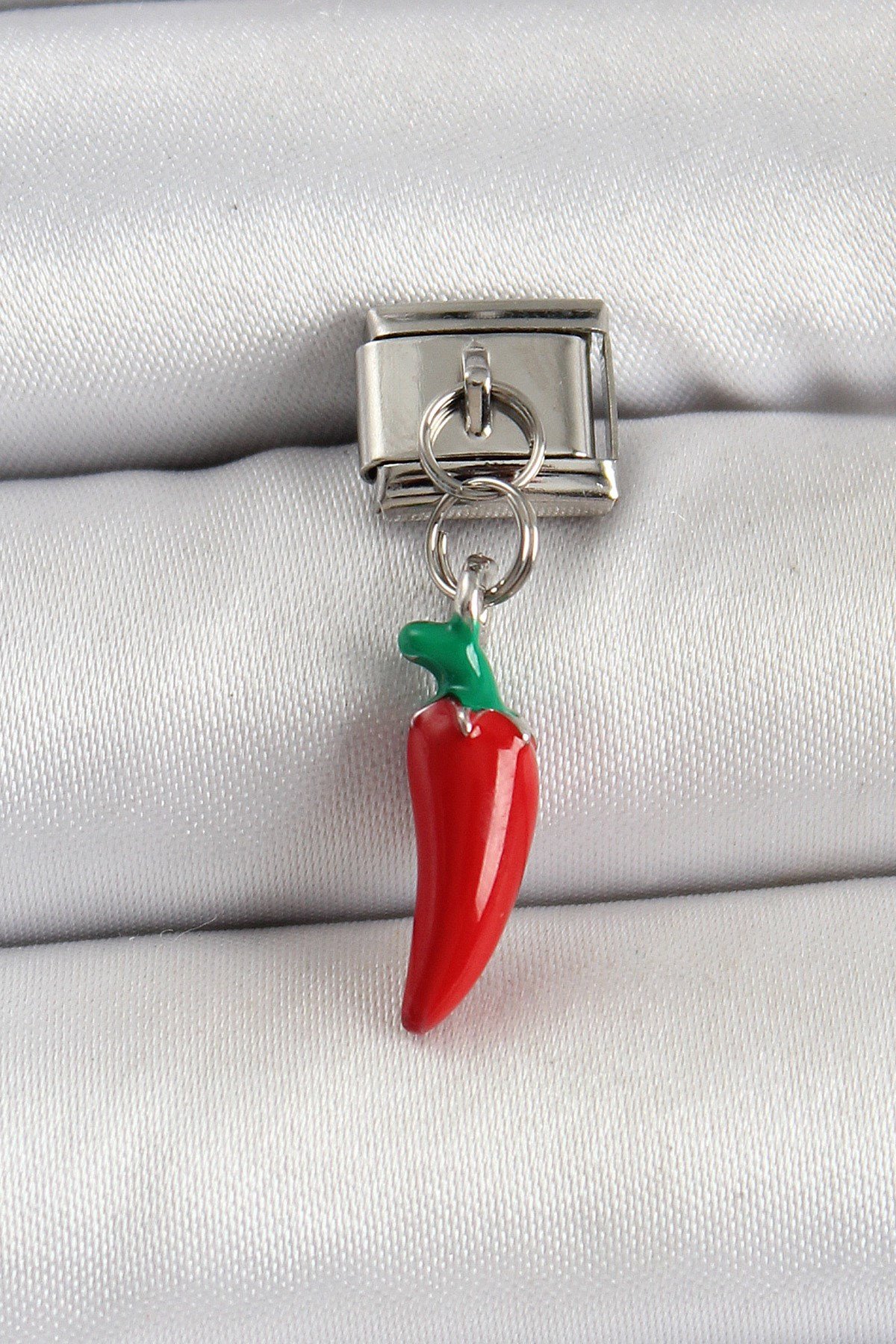 316L Çelik Gümüş Renk Kapya Biber Model Nomination Charm