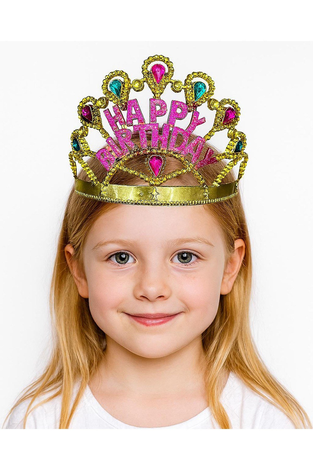 Altın Renk Happy Birthday Yazılı Doğum Günü Tacı 60 cm