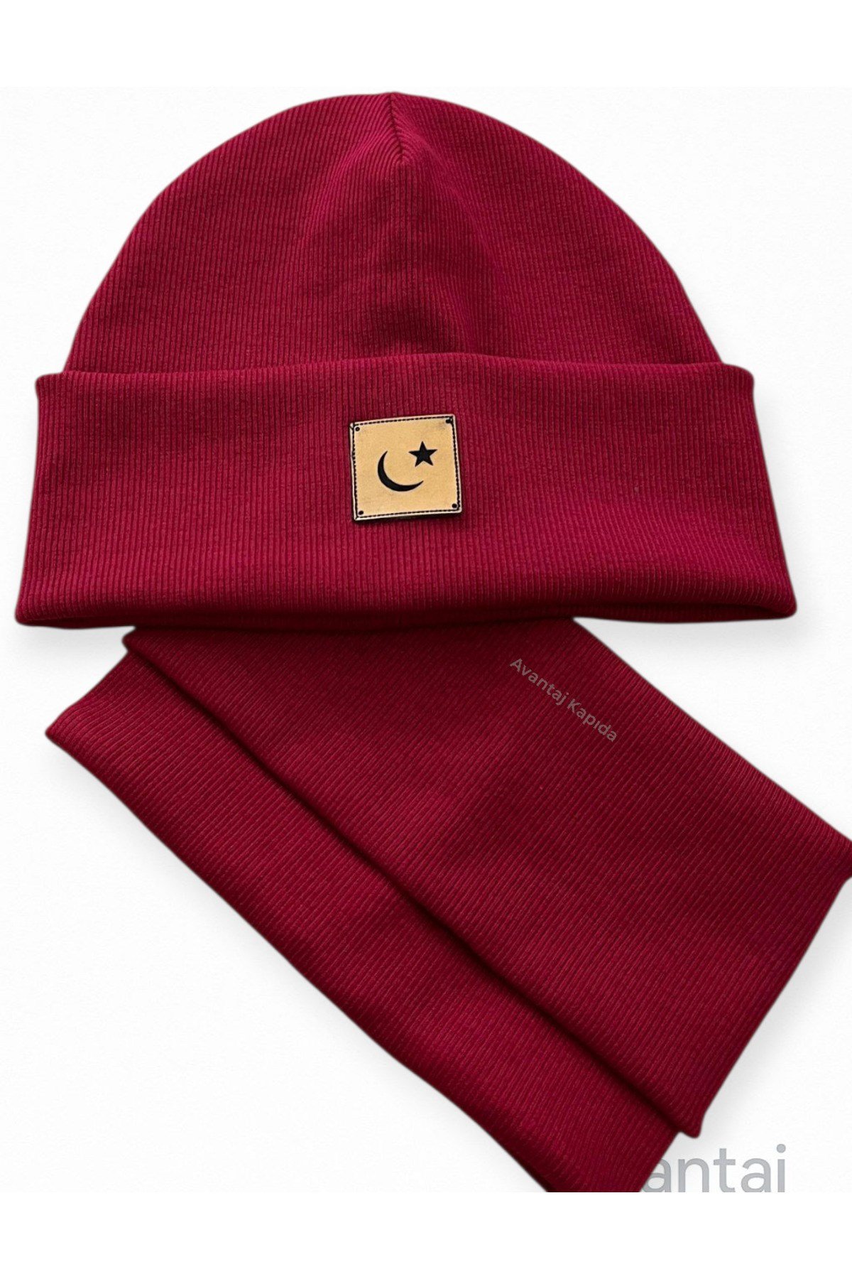 Atatürk ve Türk Sembollü Pamuklu Ribana Bere Boyunluk 2’li Set-El İşçiliği Unisex Hediyelik