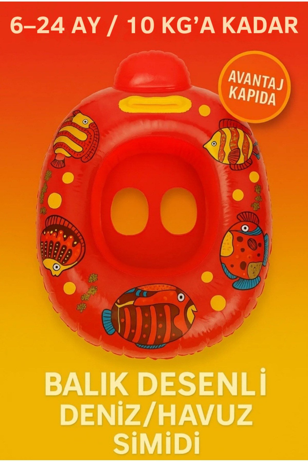 Bebek Oturaklı Şişme Yüzme Simidi–6–24 Ay – Max 10 Kg-bacak Geçişi 10x7 Cm-tutma Saplı – Havuz Deniz