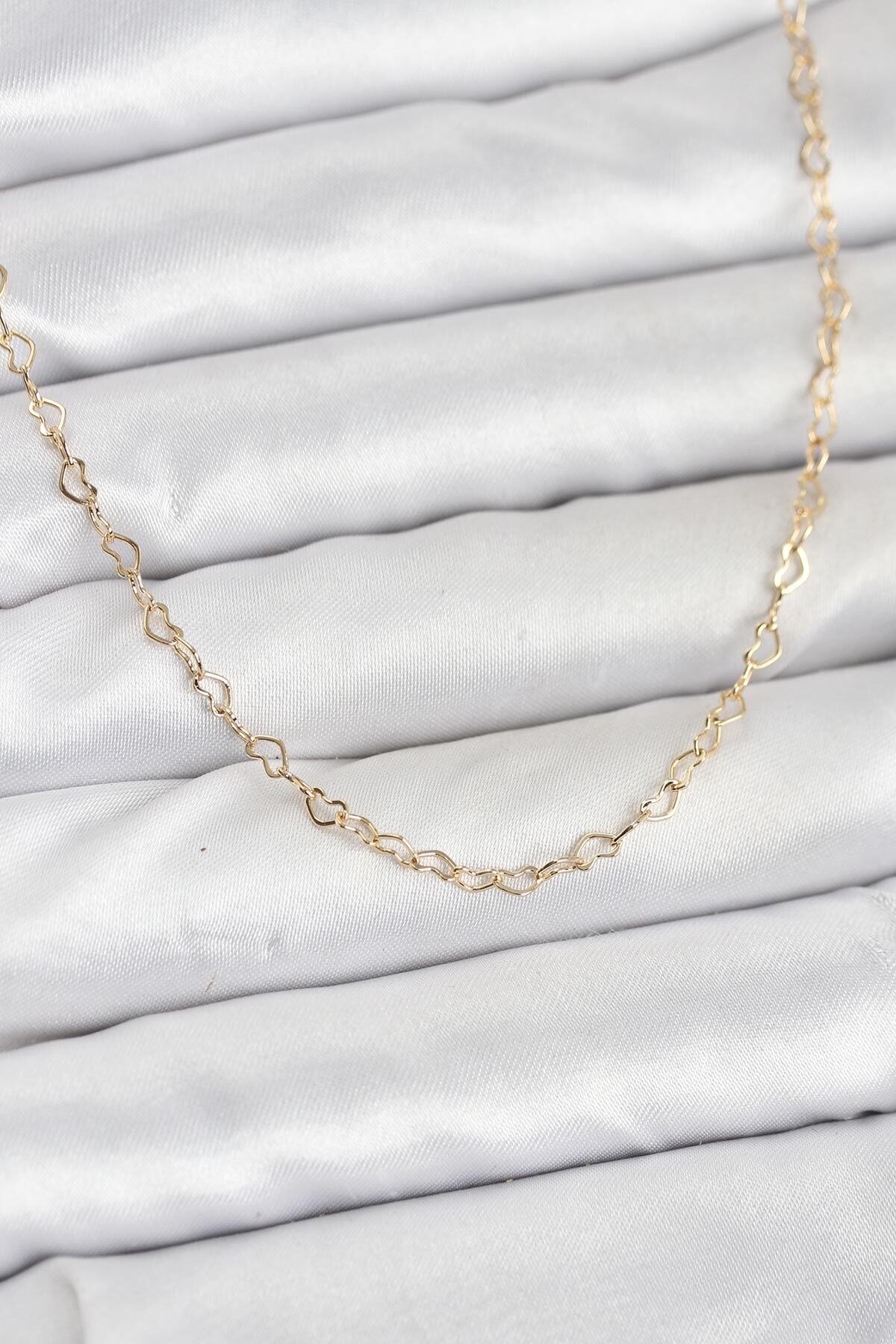 CM 14K Gold Renk Kalp Zincirli Kadın Kolye