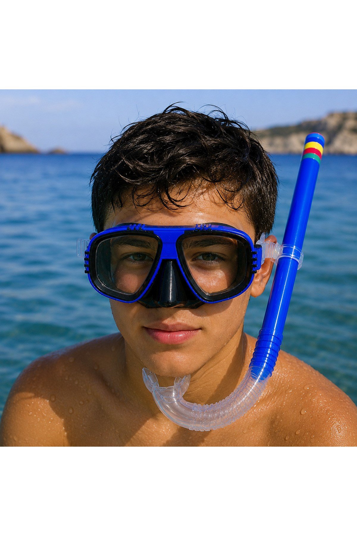 Çocuk Maske Şnorkel Dalış Seti Orta Boy 5-8 Yaş Ayarlanabilir Deniz Havuz