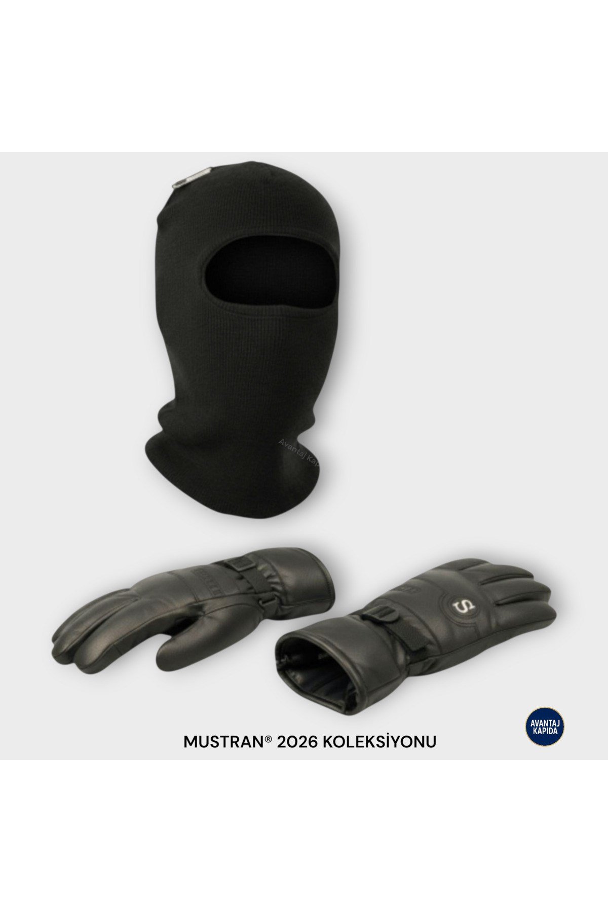 Deri İçi Kürklü XL/XXL Kayak Eldiveni Seti | Çift Kat Termal Maske Hediyeli | Soğuk Kar Koruması