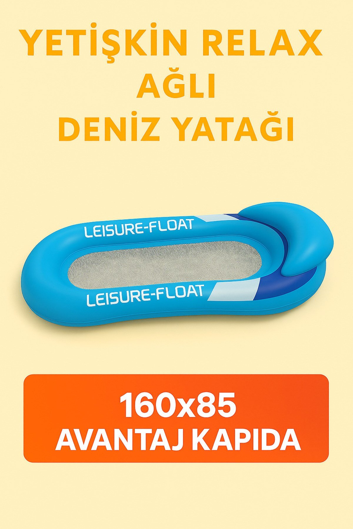 Fileli Şişme Deniz Yatağı – 160x85 cm | Yetişkin Uyumlu | Mavi | Avantaj Kapıda
