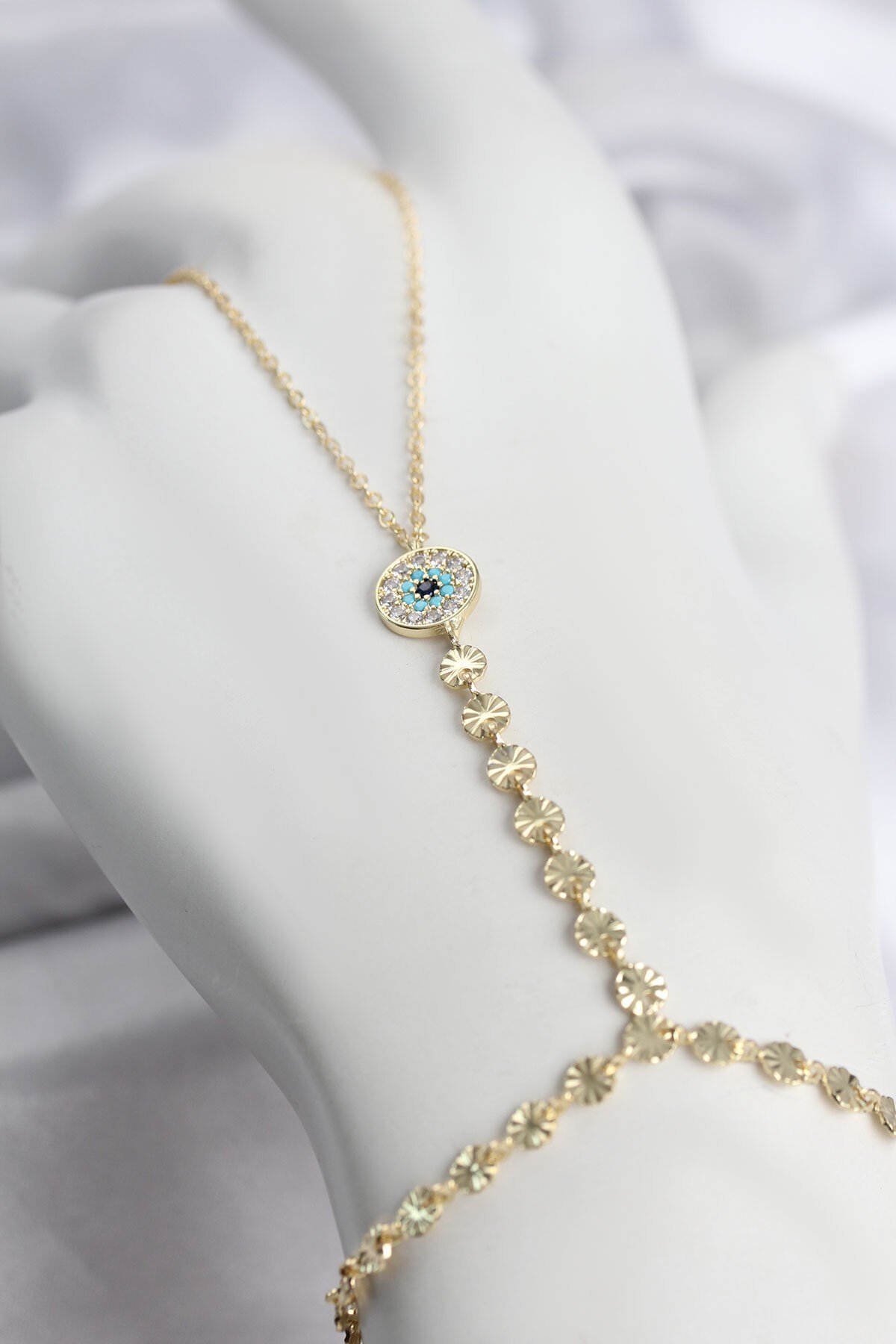 Gold Renk Pirinç Zirkon Taşlı Nazar Model Şahmeran