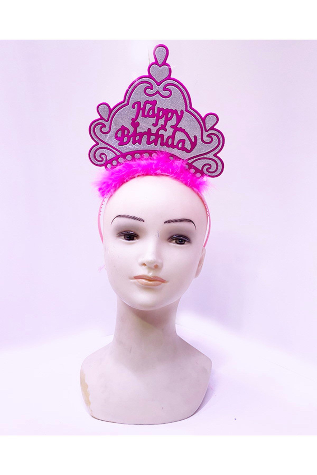 Happy Birthday Neon Pembe Renk Doğum Günü Tacı 24x15 cm