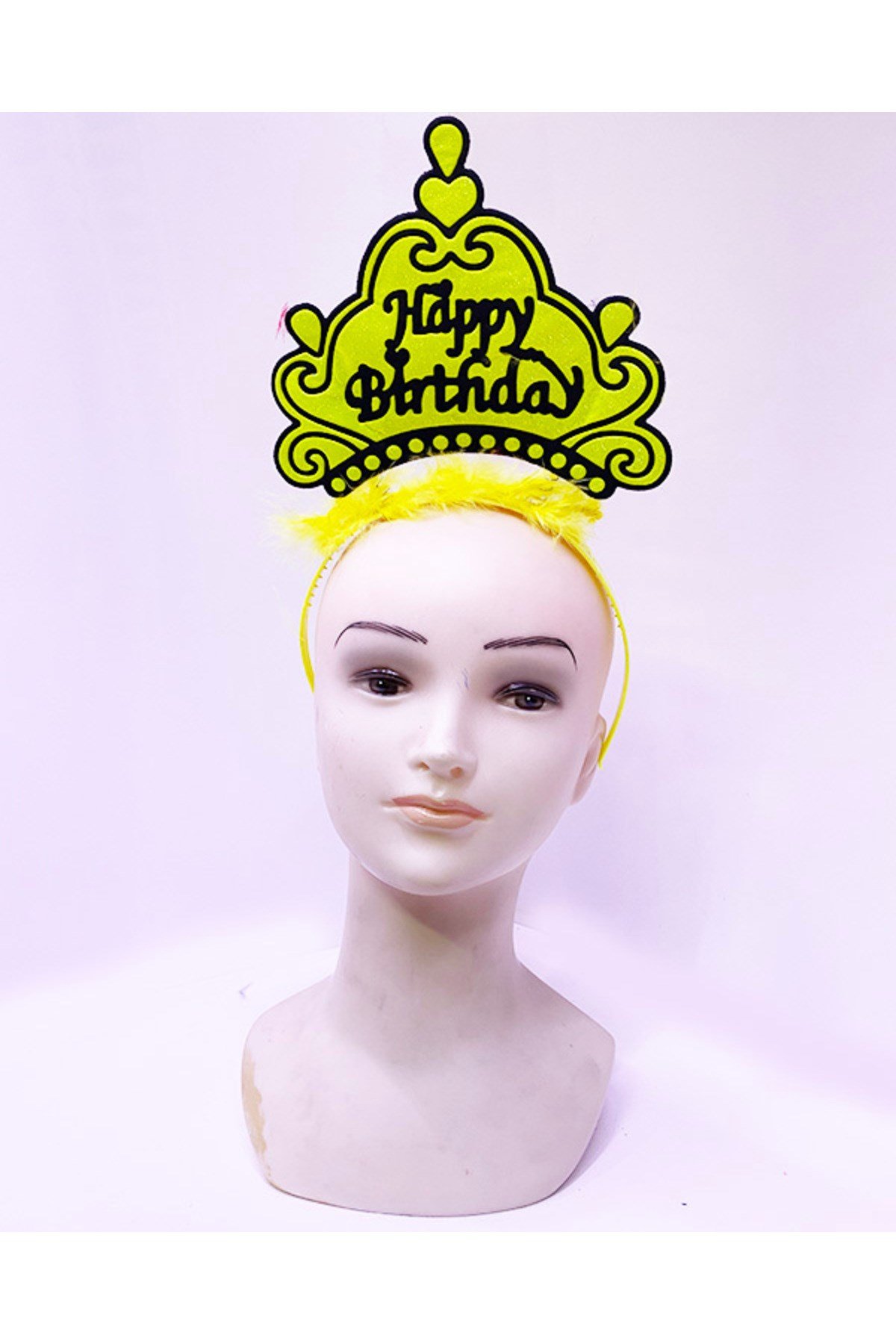 Happy Birthday Neon Sarı Renk Doğum Günü Tacı 24x15 cm
