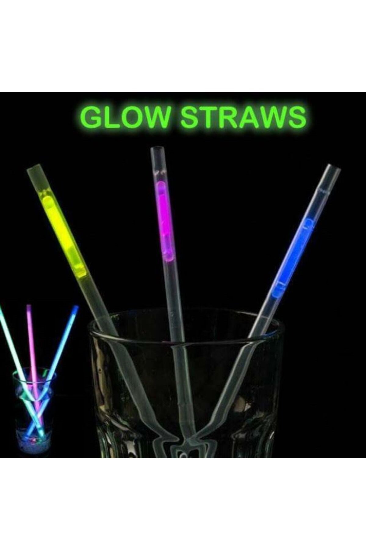 Karanlıkta Parlayan Glow Fosforlu Pipet 3 Renk 3 Adet