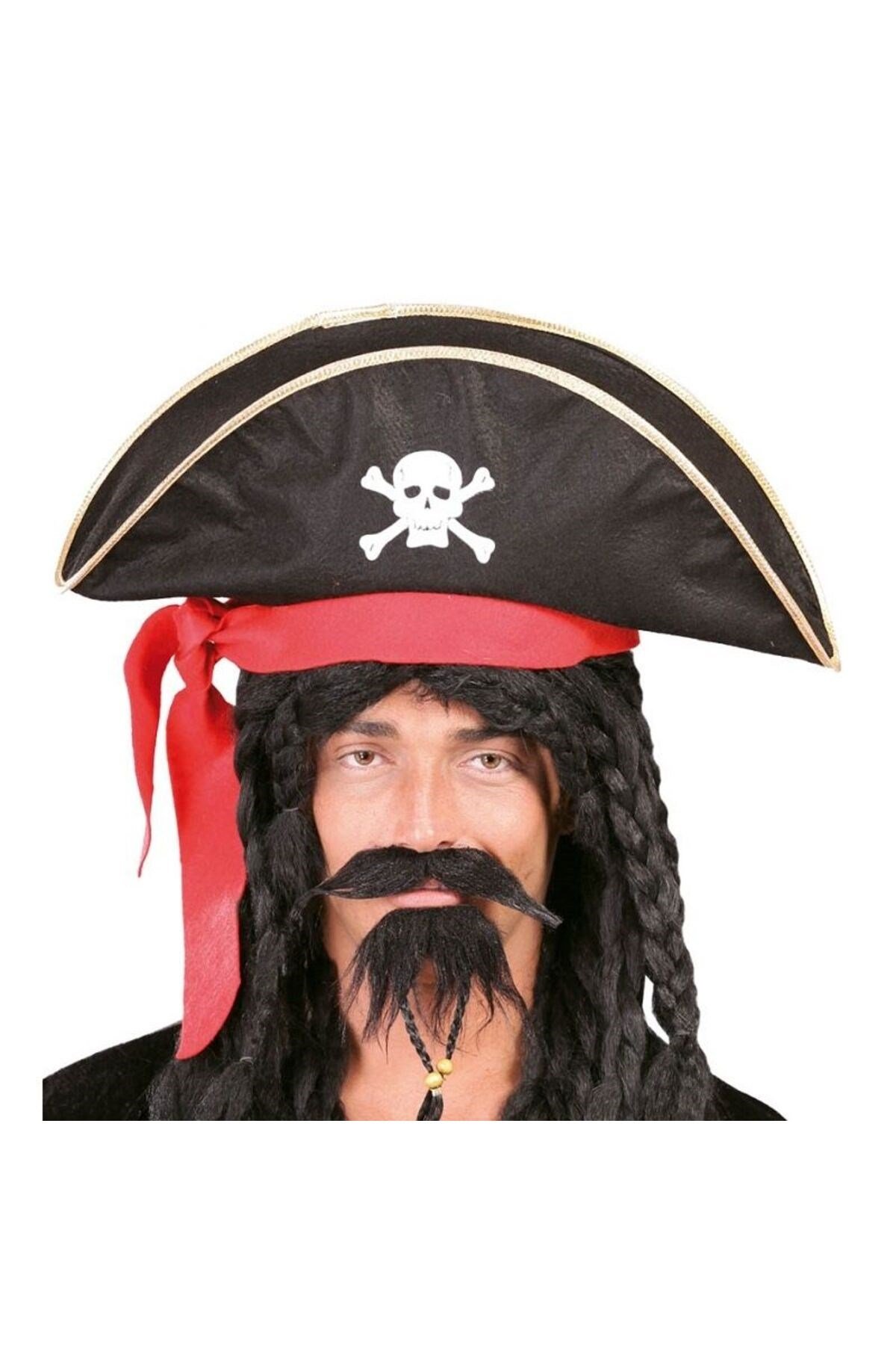 Karayip Korsanları Kaptan Jack Kadife Korsan Şapkası Yetişkin
