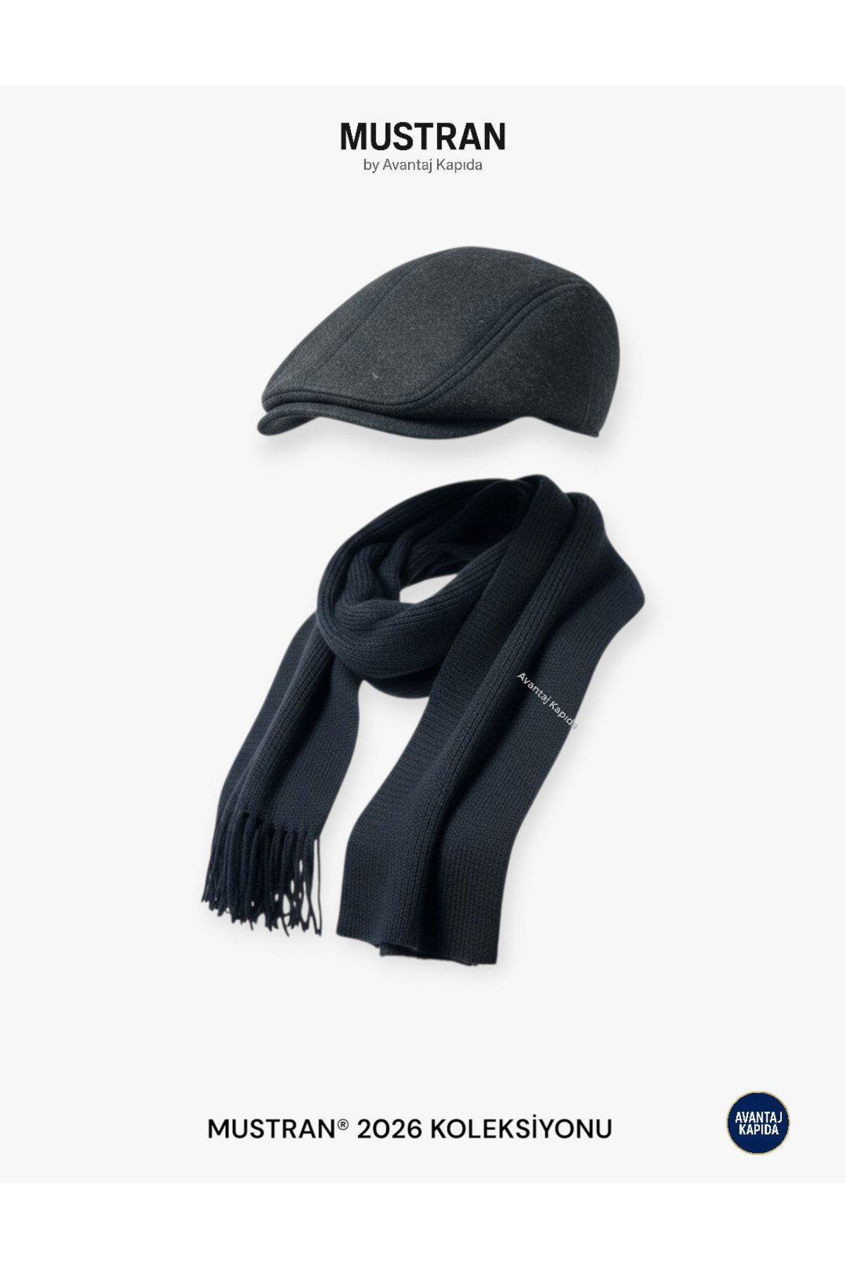 Kasket Şapka ve Triko Atkı 2’li Kışlık Set | Unisex Kulak Korumalı Sıcak Tutucu Örgü Takım