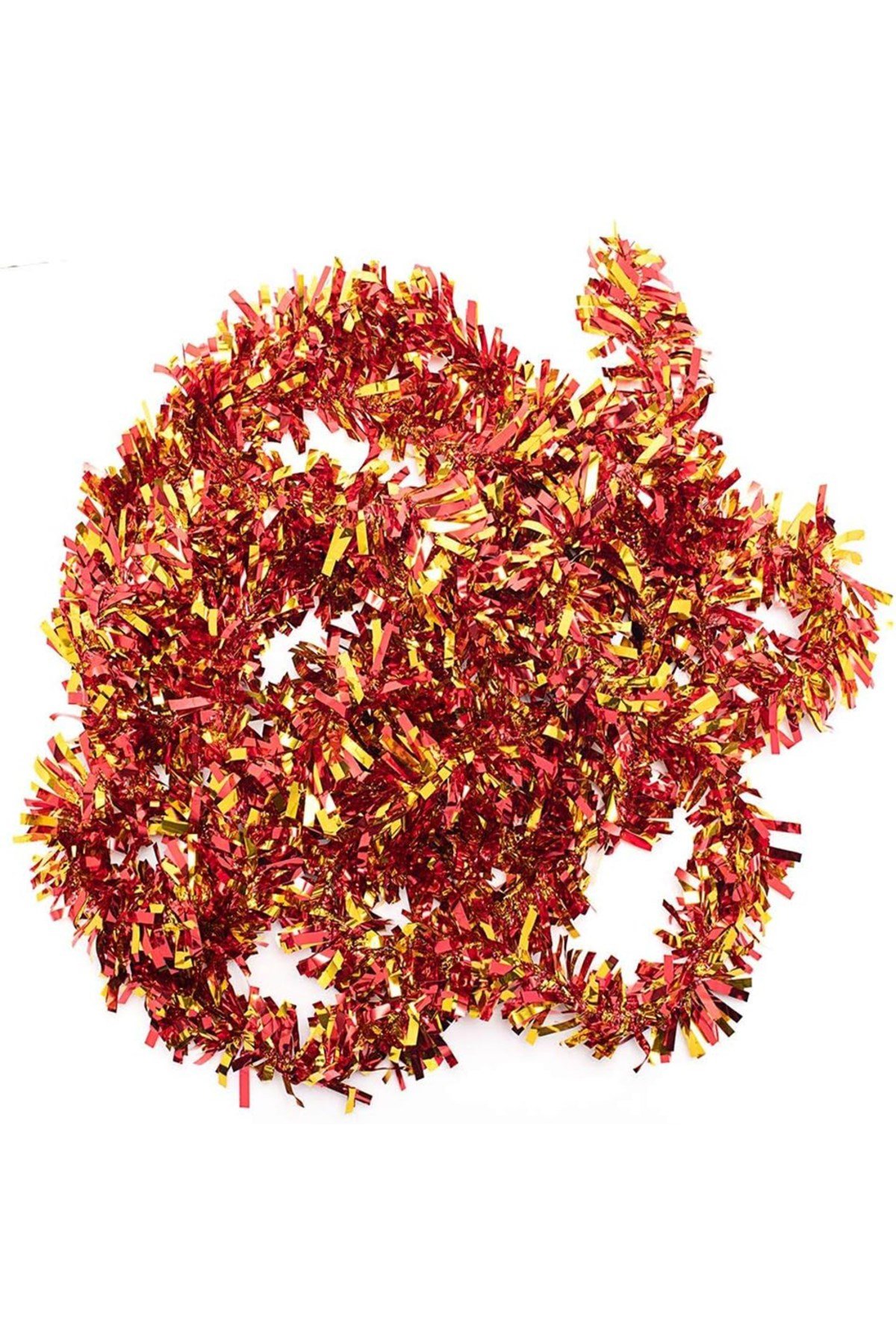 Kırmızı Altın Renk 4 cm Genişlik Garland Çift Renk Sim Süs 180 cm