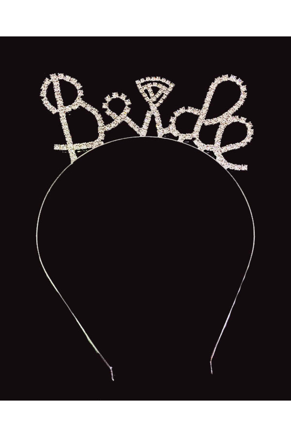 Kristal Taşlı Gümüş Renk Alyanslı Bride Tacı 12x17 cm