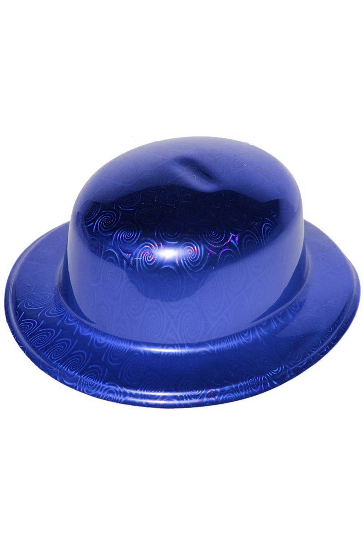 Mavi Renk Hologramlı Plastik Yuvarlak Melon 27x24 cm