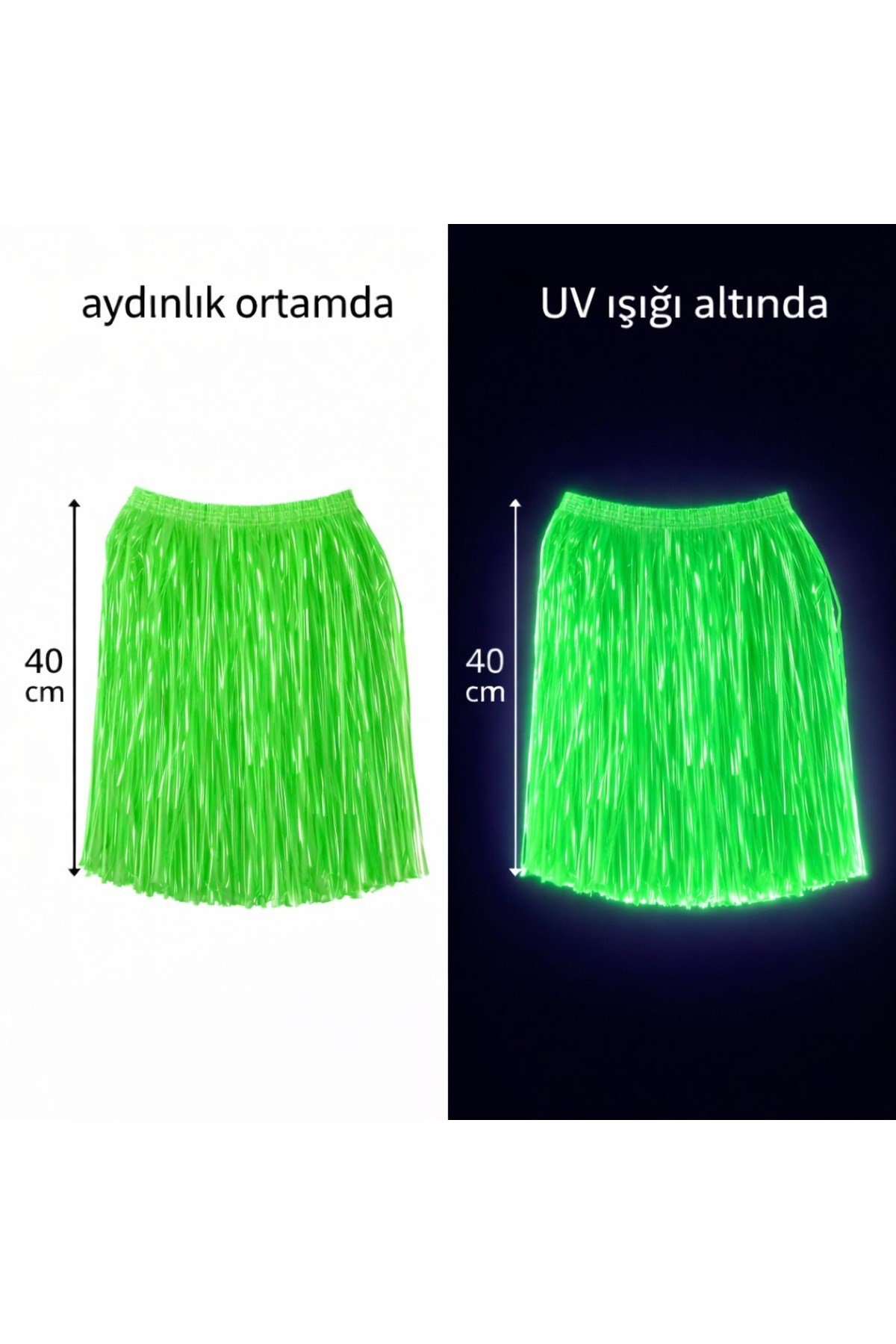 Neon Yeşil Hawaii Parti Eteği 40 cm