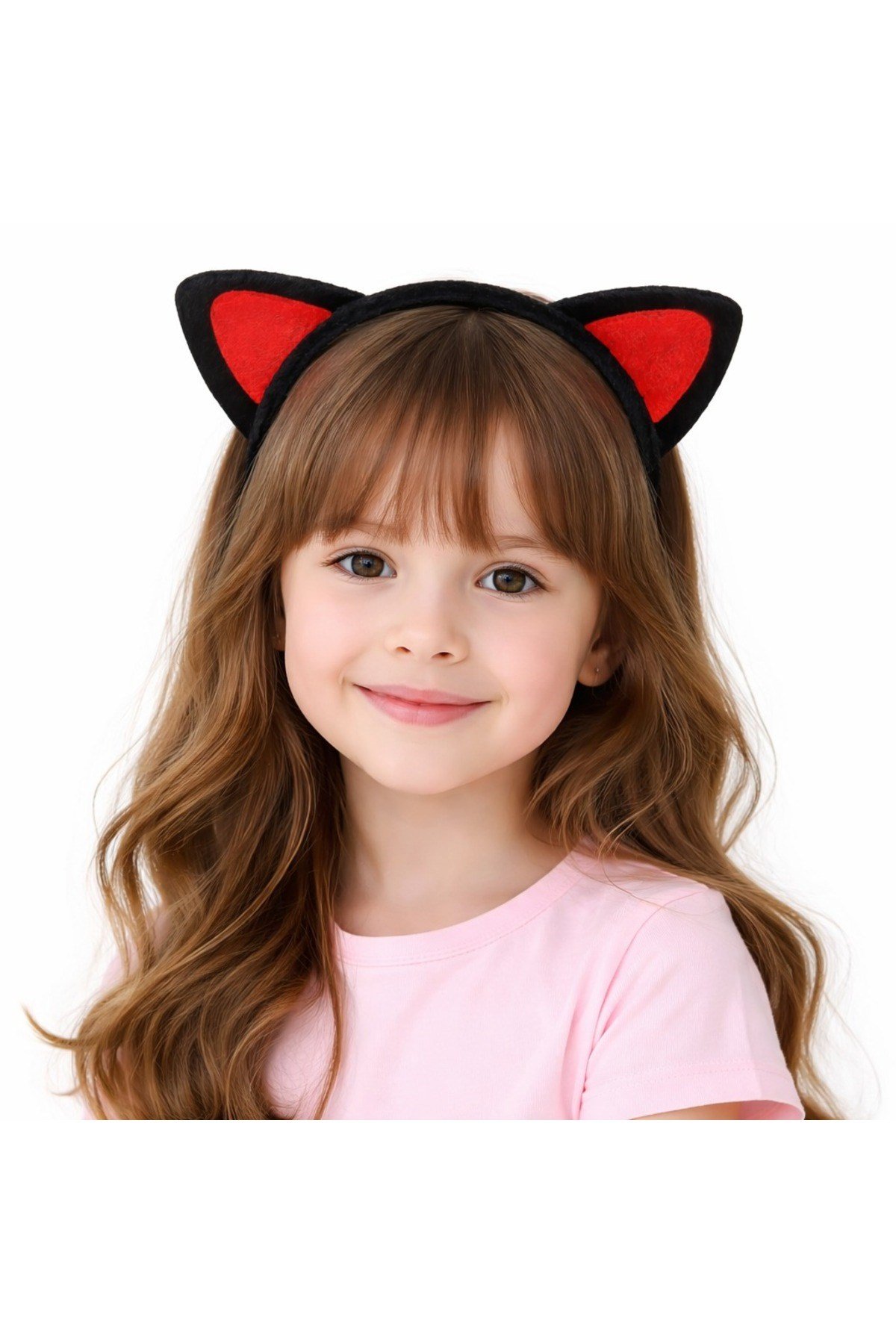 Peluş Kedi Kulak Taç Kırmızı Siyah – Çocuk Parti & Kostüm Tacı