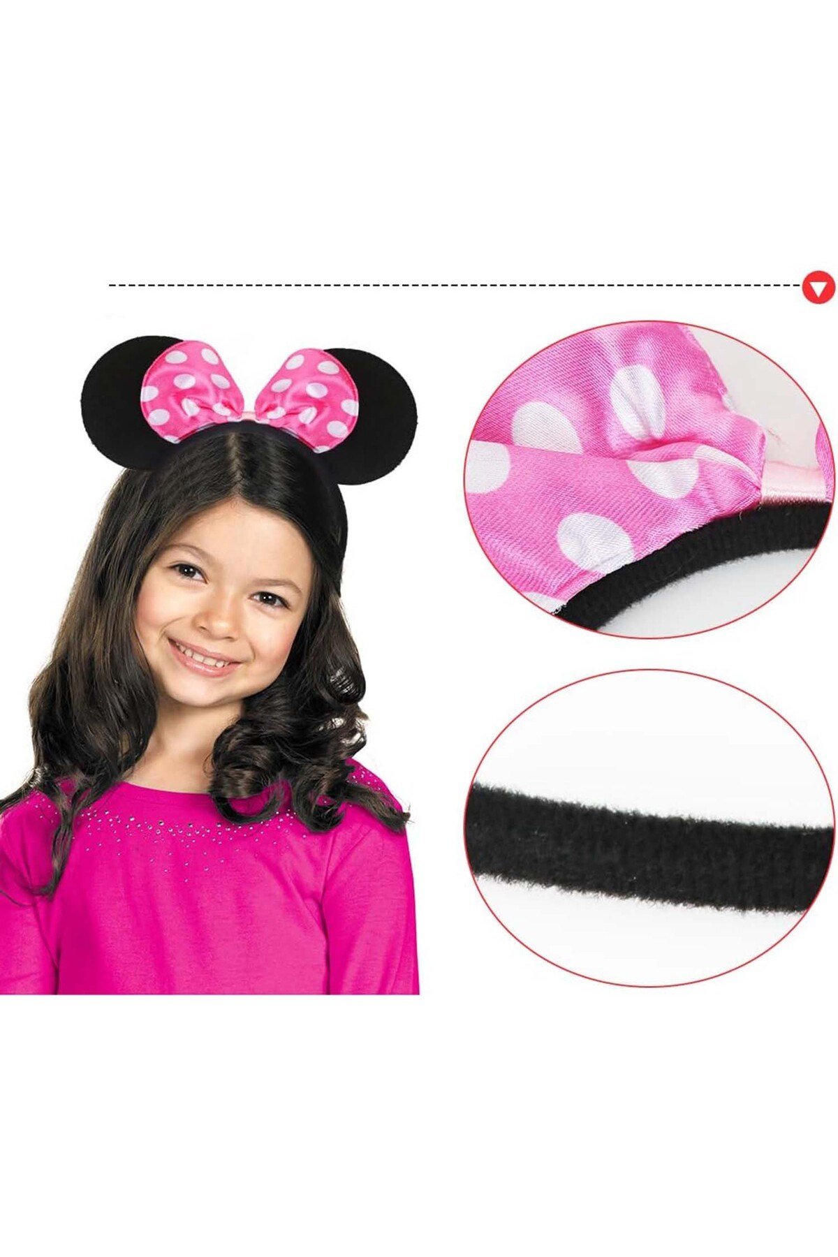 Pembe Fiyonklu Minnie Mouse Tacı Mini Kulak