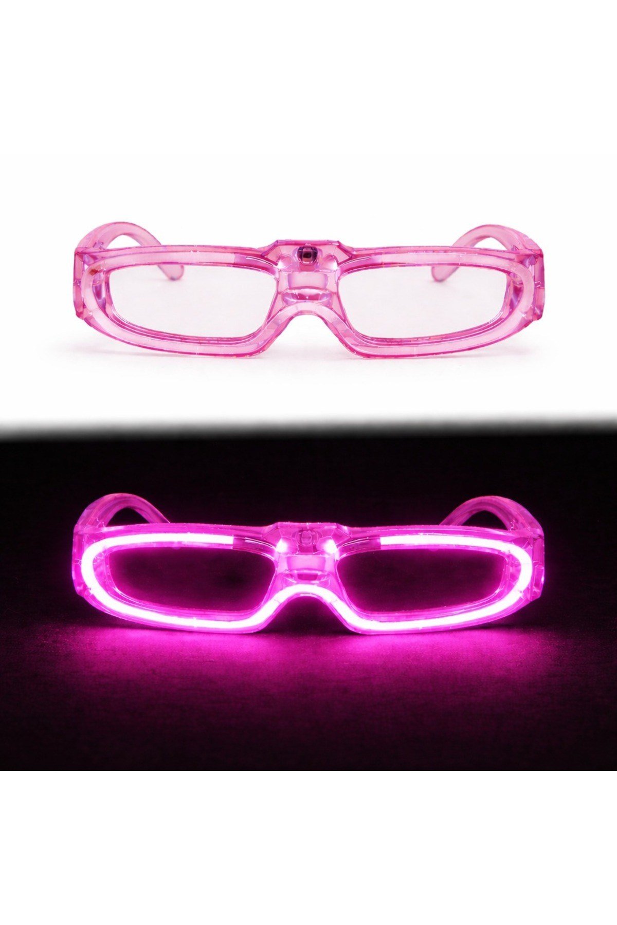 Pembe LED Işıklı Parti Gözlüğü 3 Modlu – Glow & Gece Eğlence Gözlüğü