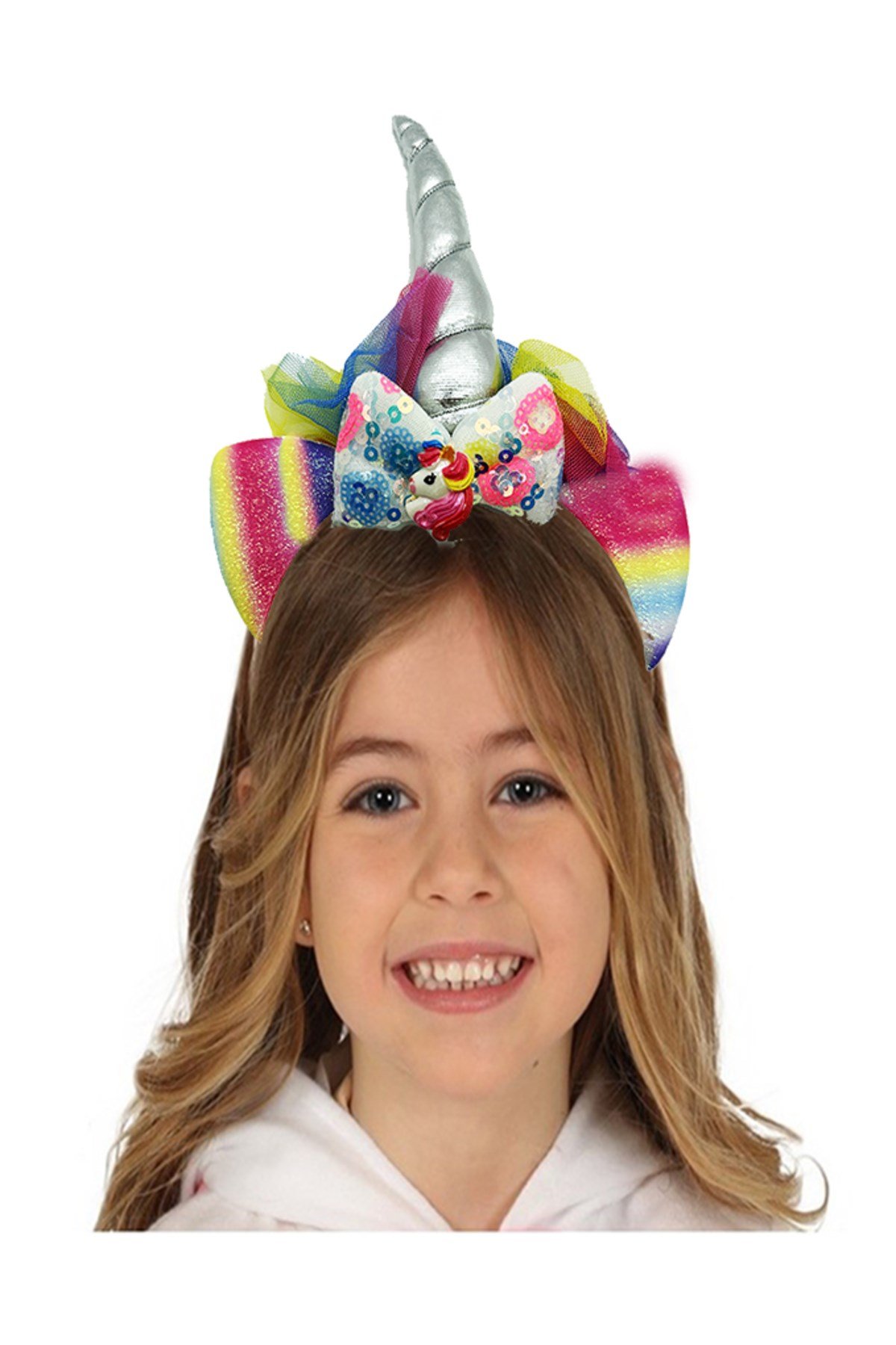 Rengarenk Boynuzlu At Figürlü Çocuk Unicorn Tacı 17x27 cm