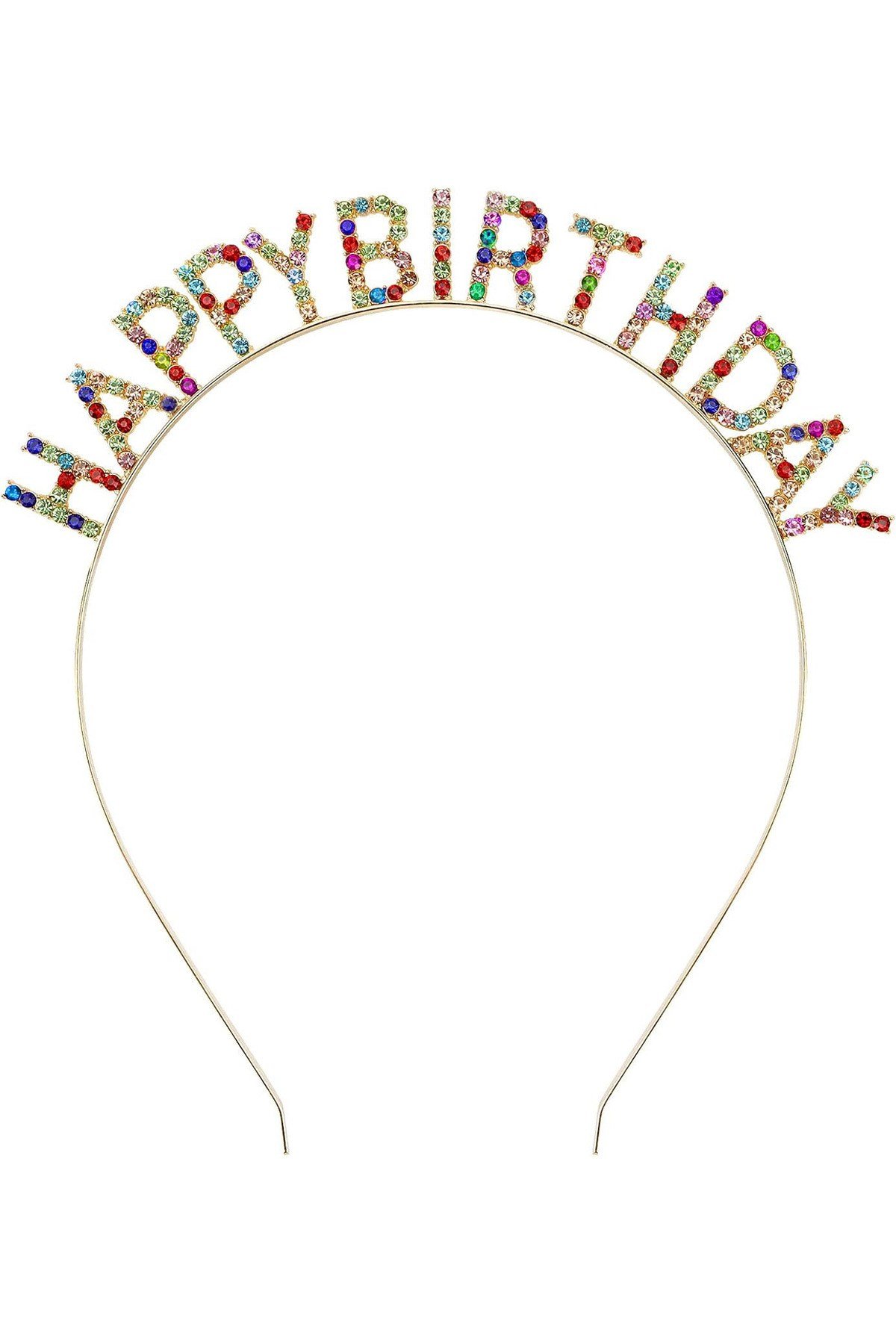 Rengarenk Kristal Taşlı Ekstra Lüks Gümüş Kaplama Happy Birthday Taç 16x17 cm