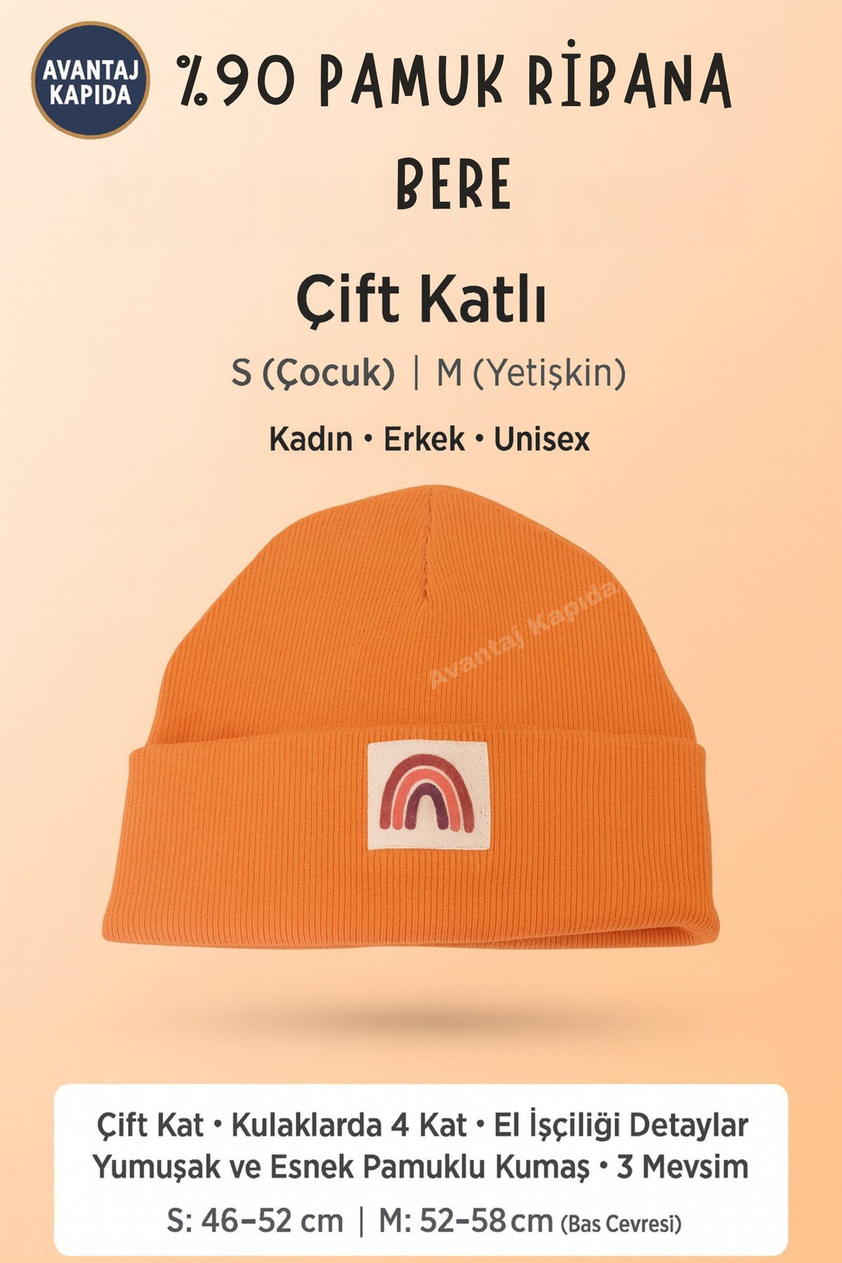 Ribana Pamuklu Bere Spor Outdoor Çocuk Genç Kadın Erkek – Kışlık Esnek Beanie Şapka Termal Başlık