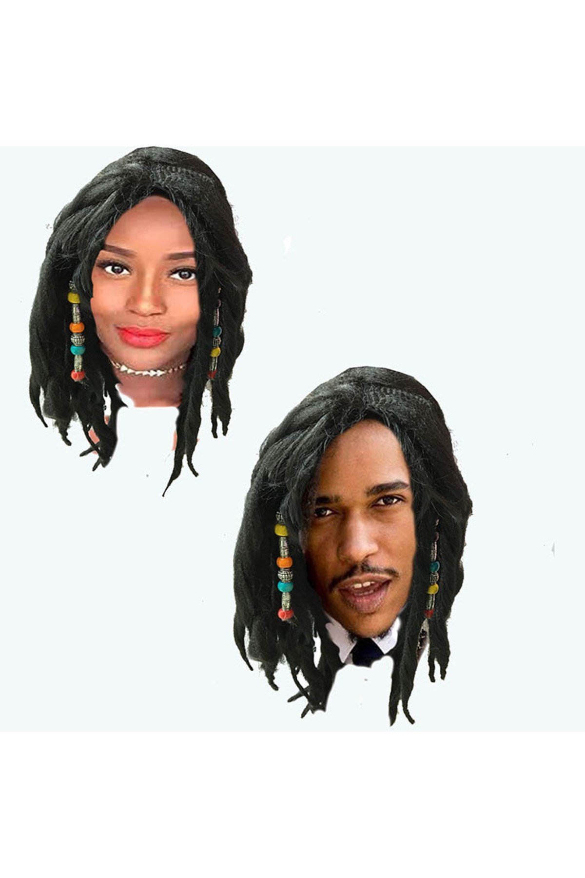 Siyah Renk Joe Dreadlocks Astarlı Kabarık Rasta Peruk 1 Adet