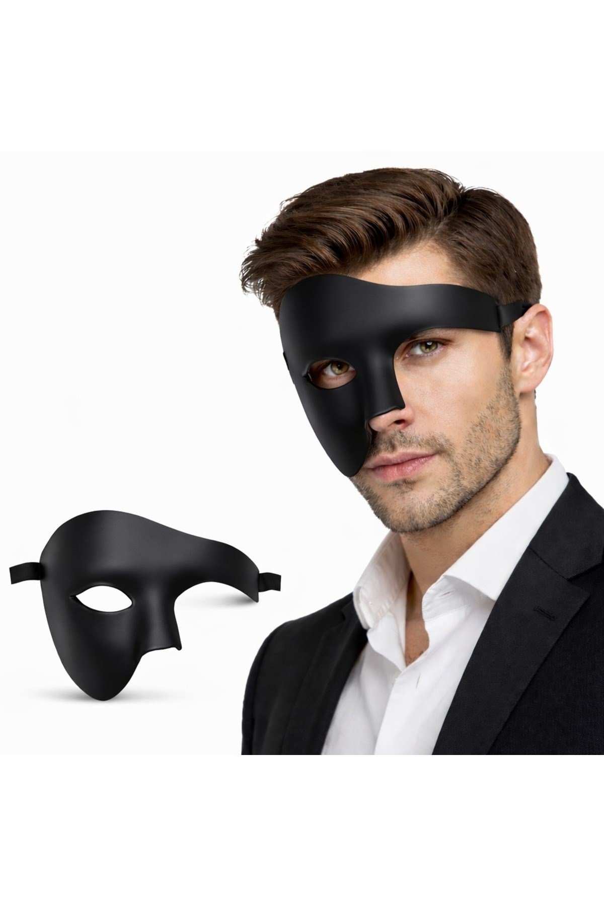 Siyah Yarım Erkek Maske – Phantom Parti & Balo Maskesi