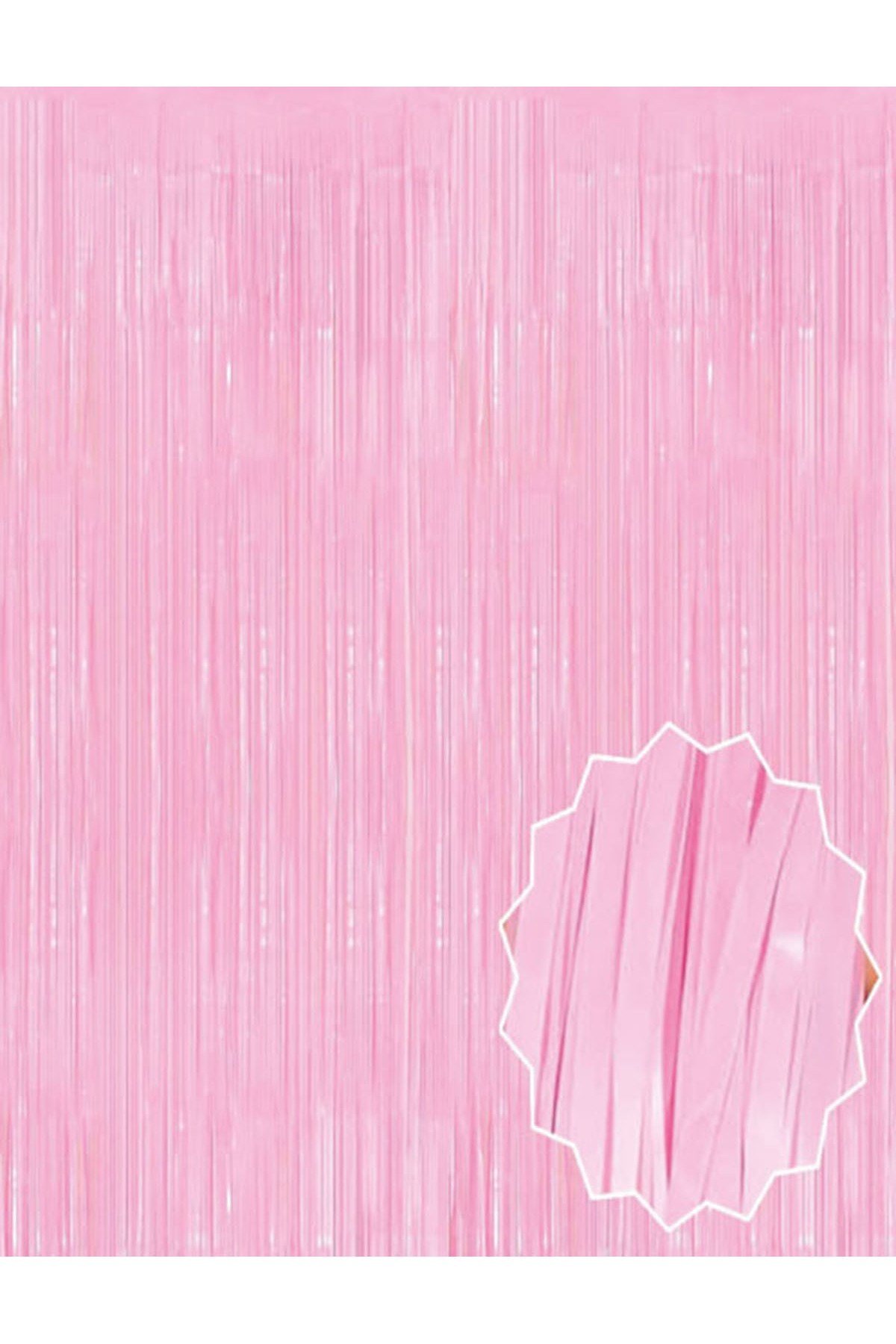 Soft Pembe Püsküllü Kapı Perdesi - Parti, Baby Shower, Cinsiyet Partisi 1x2 m