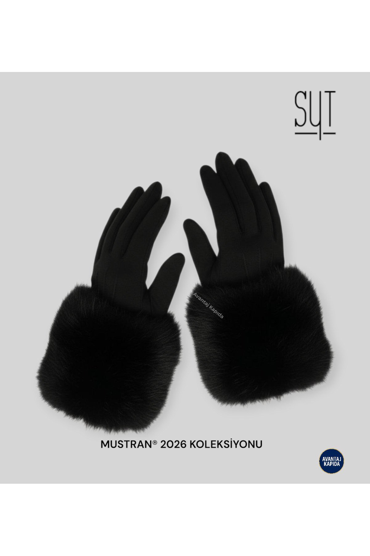Syt Kadın Kürklü Kadife Dokulu Kışlık Eldiven | Sıcak Tutucu Dokunmatik Premium Soft Model