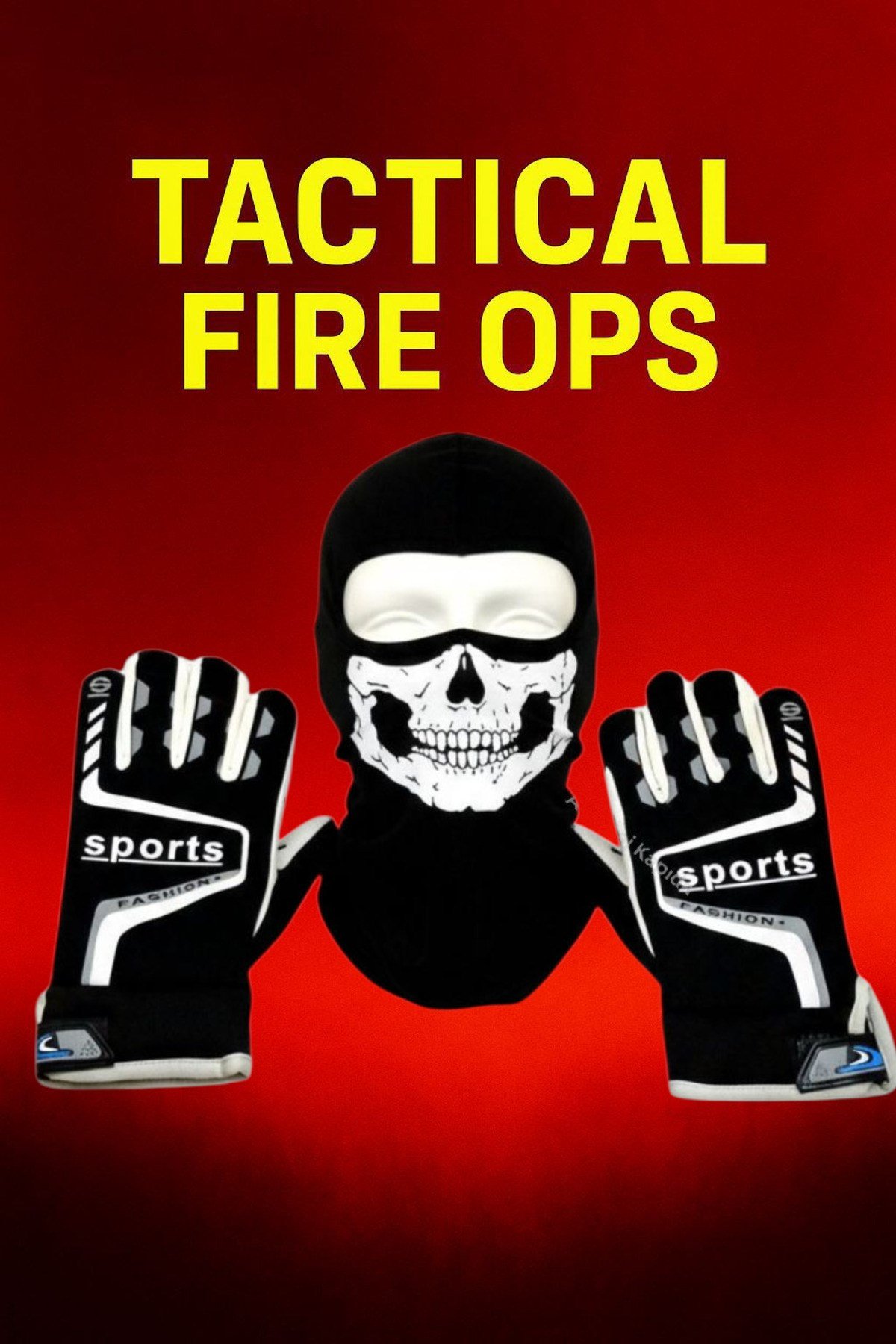 Tactical Skull 2’li Kışlık Motosiklet Eldiveni L-XL ve Balaklava maske Seti Kaymaz