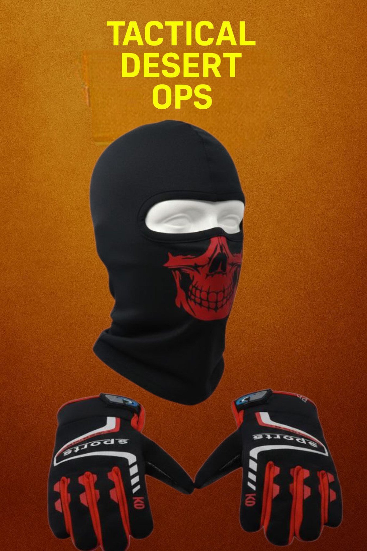Tactical skull 2’li kışlık motosiklet eldiveni L-XL ve balaklava maske seti – rüzgar geçirmez