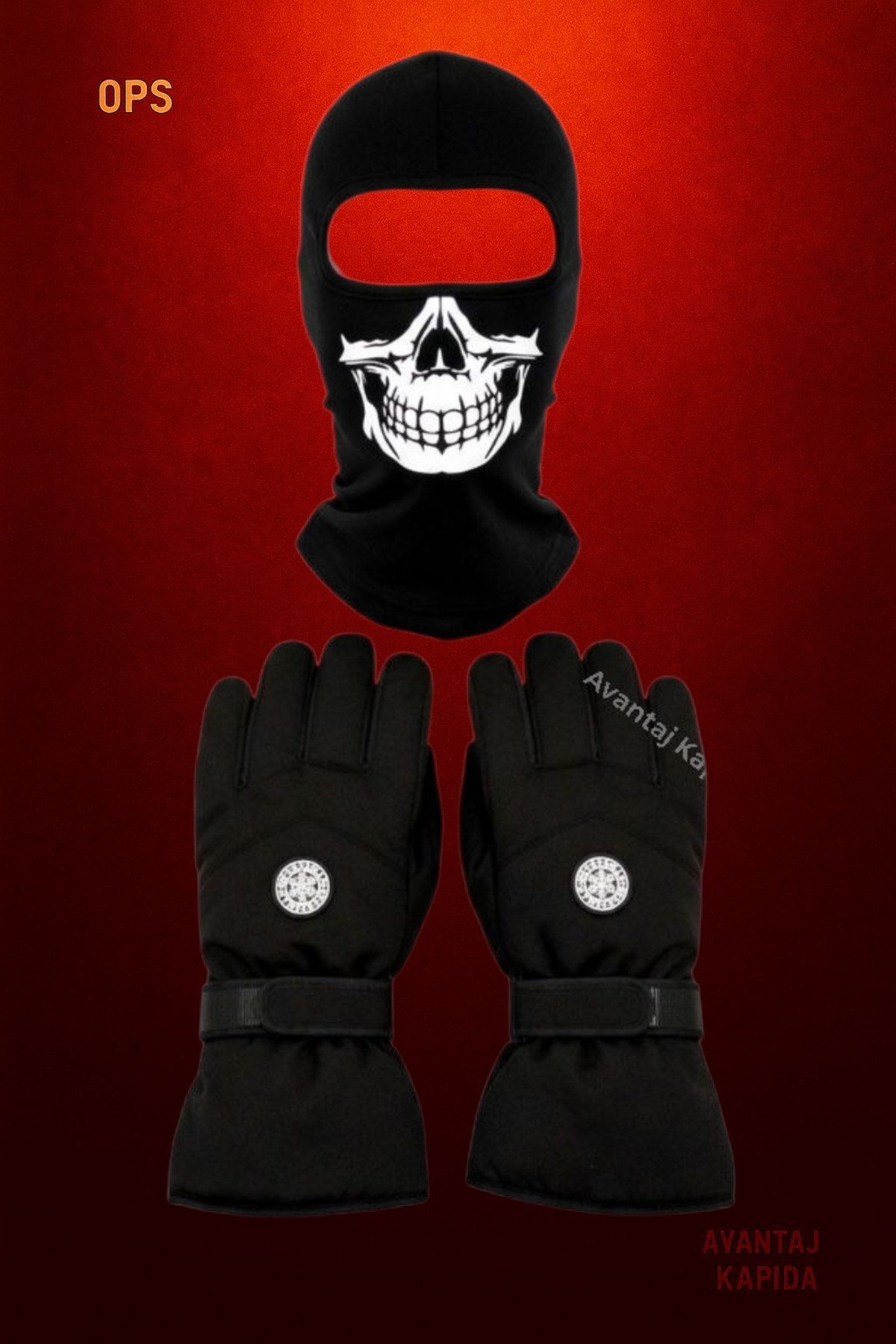 Tactical Skull 2’li Kışlık Motosiklet Eldiveni ve Balaklava Maske Seti
