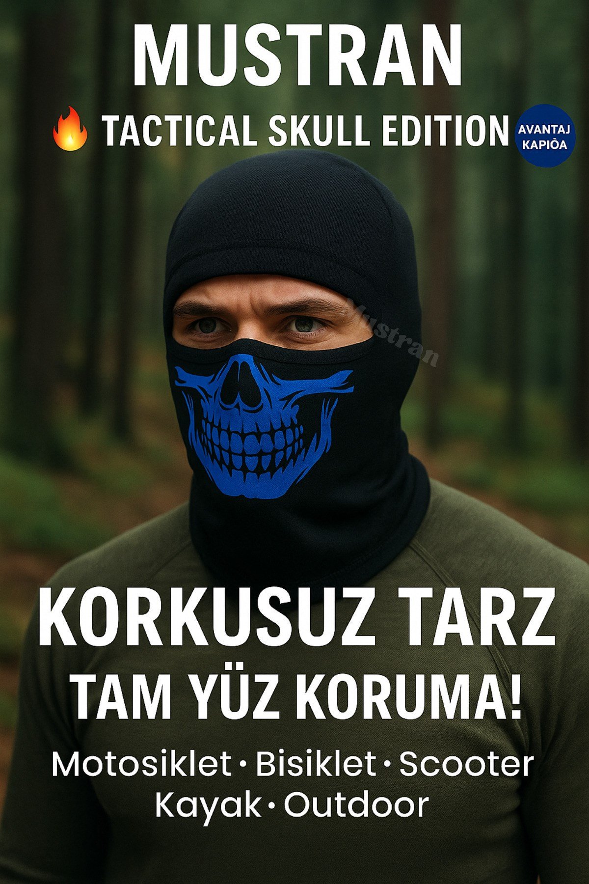 Tactical Skull Baskı Balaklava | Termal Kışlık Motosiklet Maskesi Kayak Kask Altı Unisex