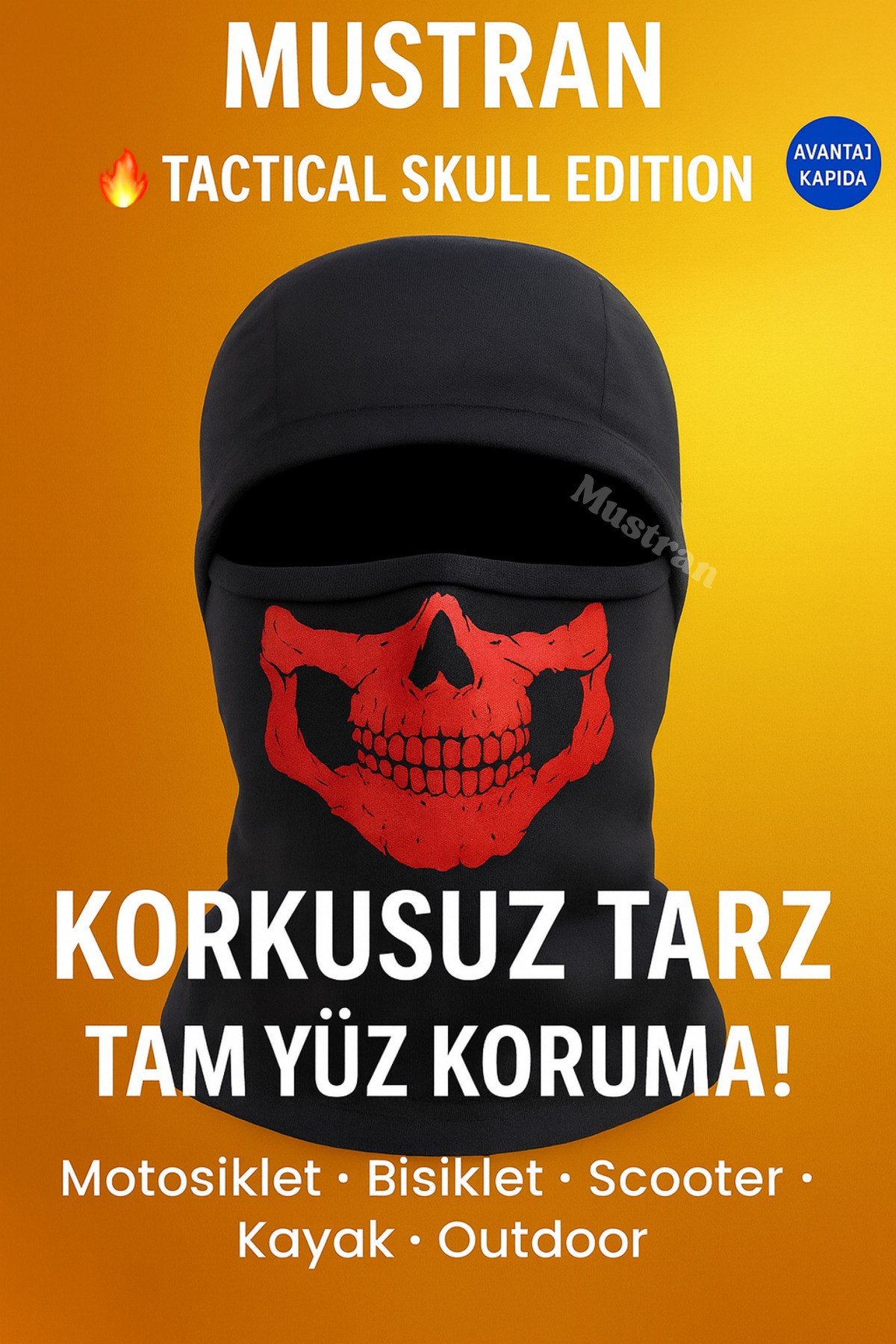 Tactical Skull Baskı Balaklava | Termal Kışlık Motosiklet Maskesi