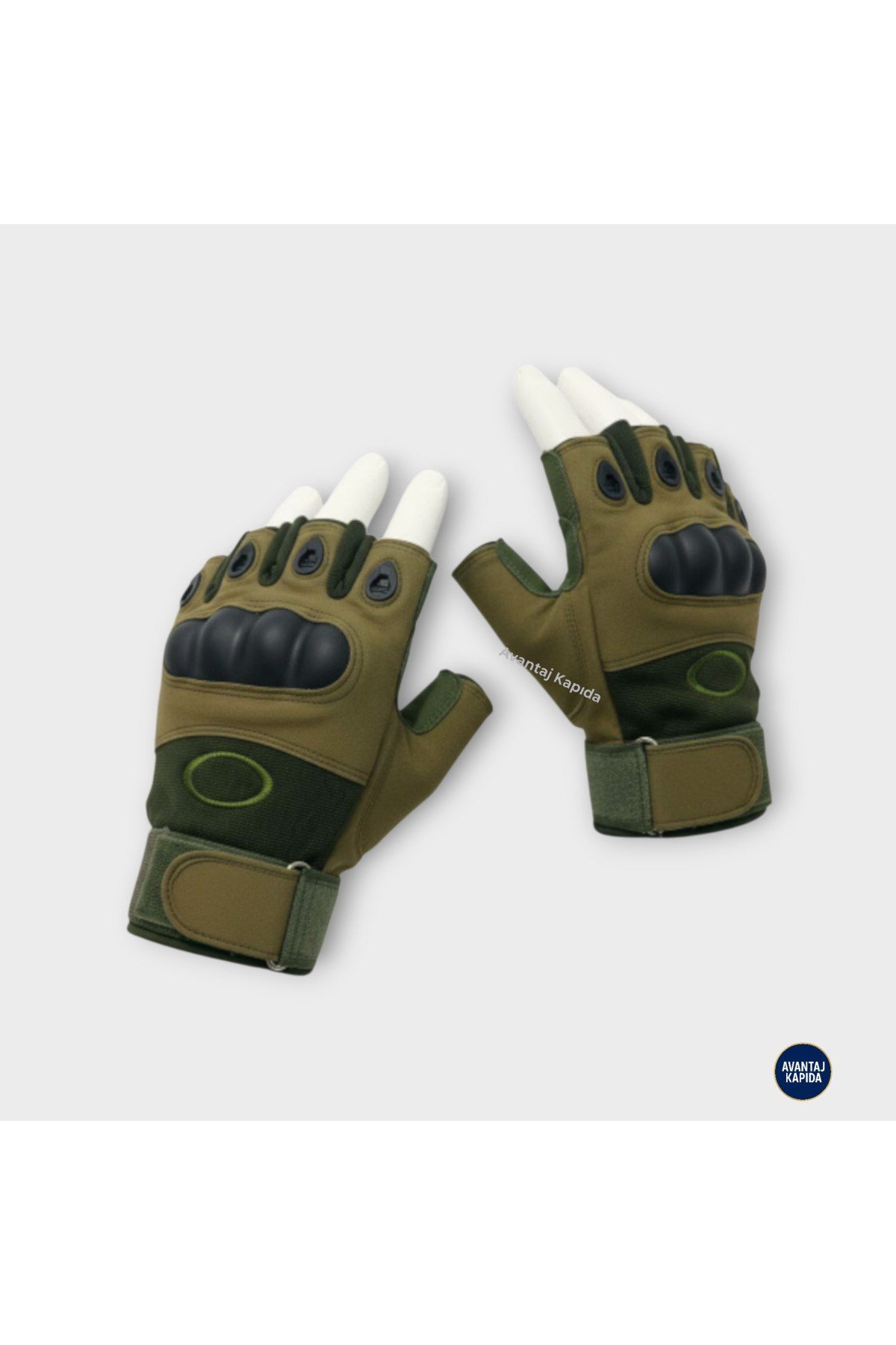 Taktik Korumalı Motosiklet Bisiklet Outdoor Eldiveni | Yarım Parmak Egzersiz Model Haki