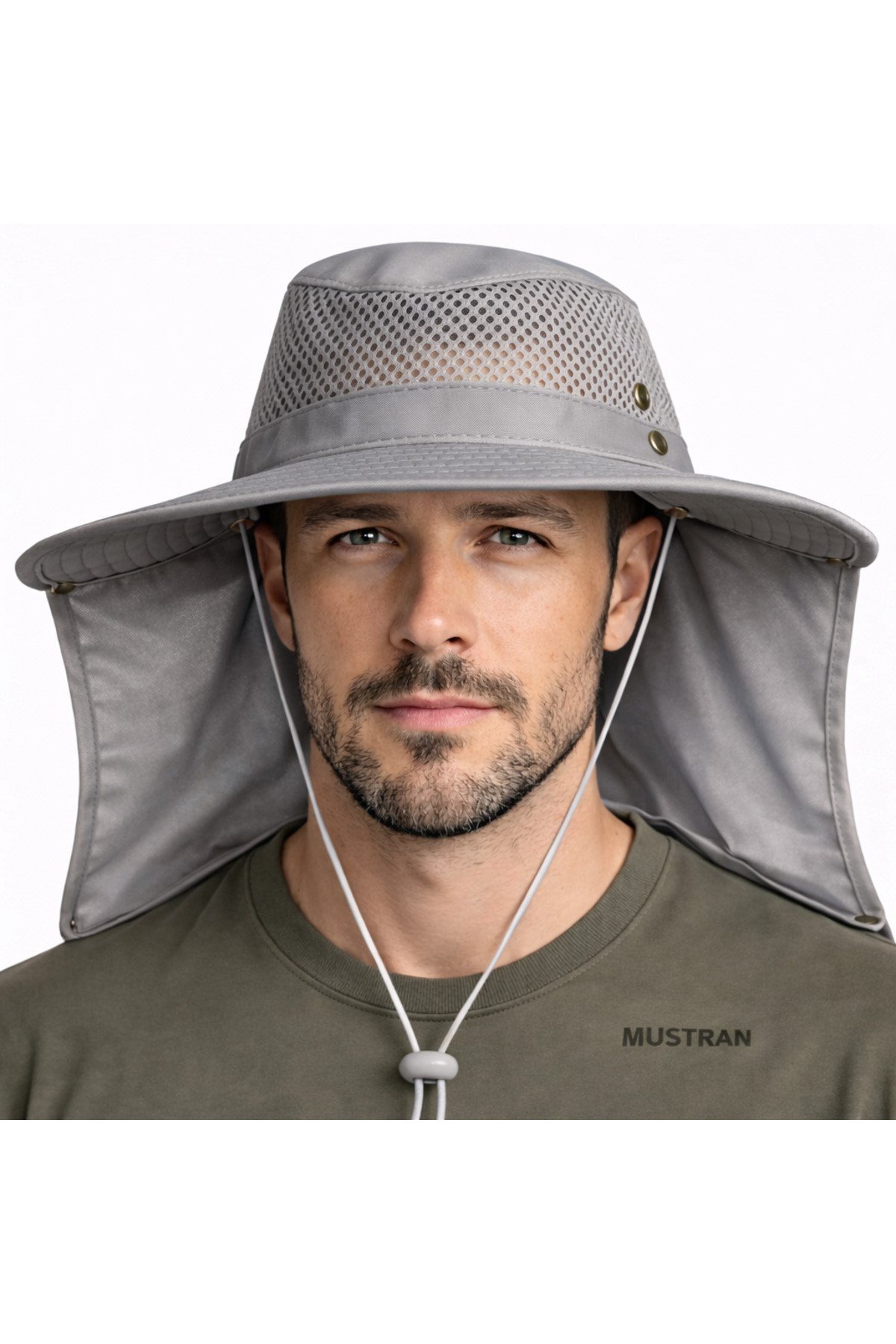 Yazlık Güneş Şapkası Fileli Safari Outdoor Balıkçı Şapkası Ense Korumalı Unisex – Krem