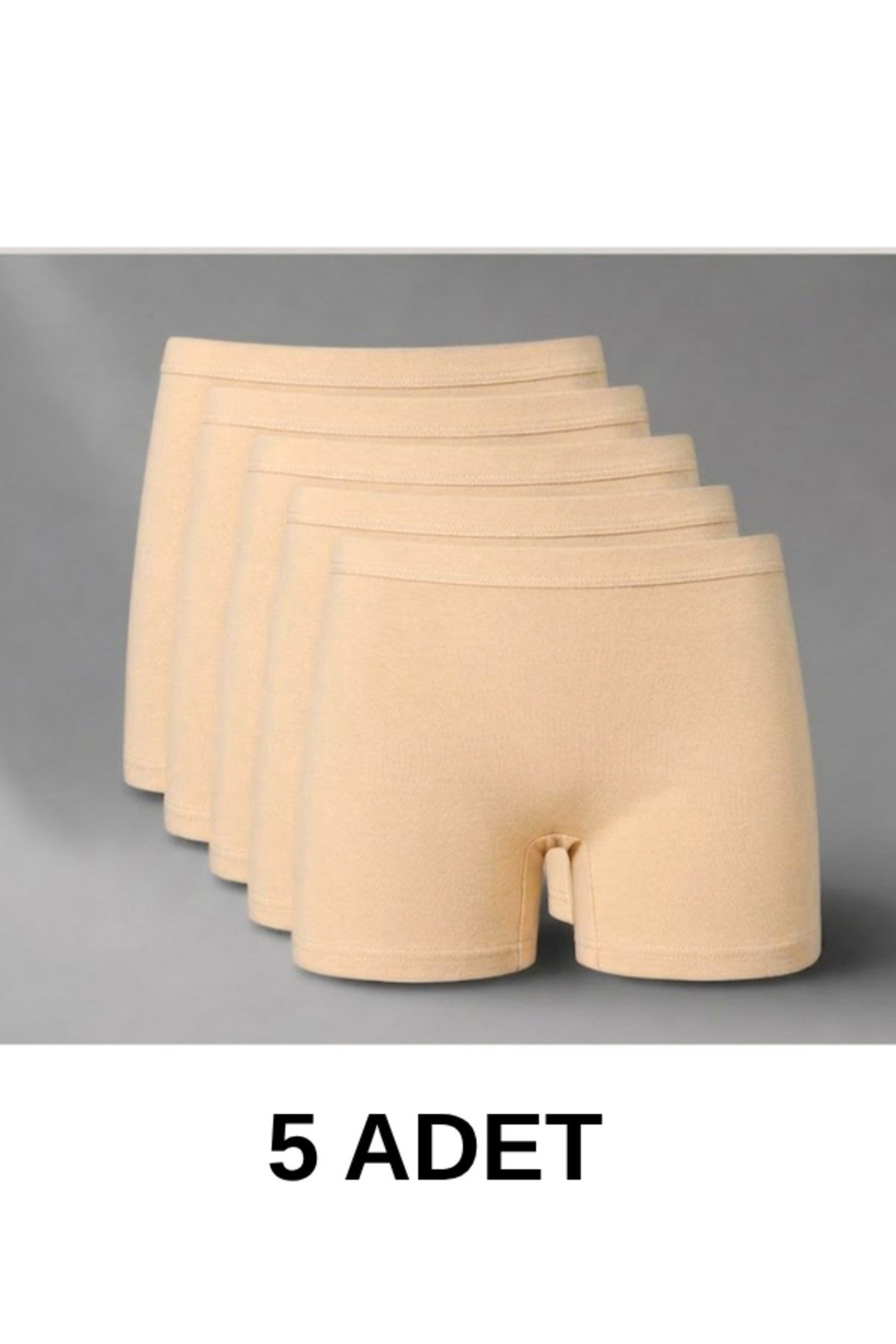 5'Li Kadın Bej Modal Boxer Rahat Esnek Dikişsiz Boxer Külot - 1006