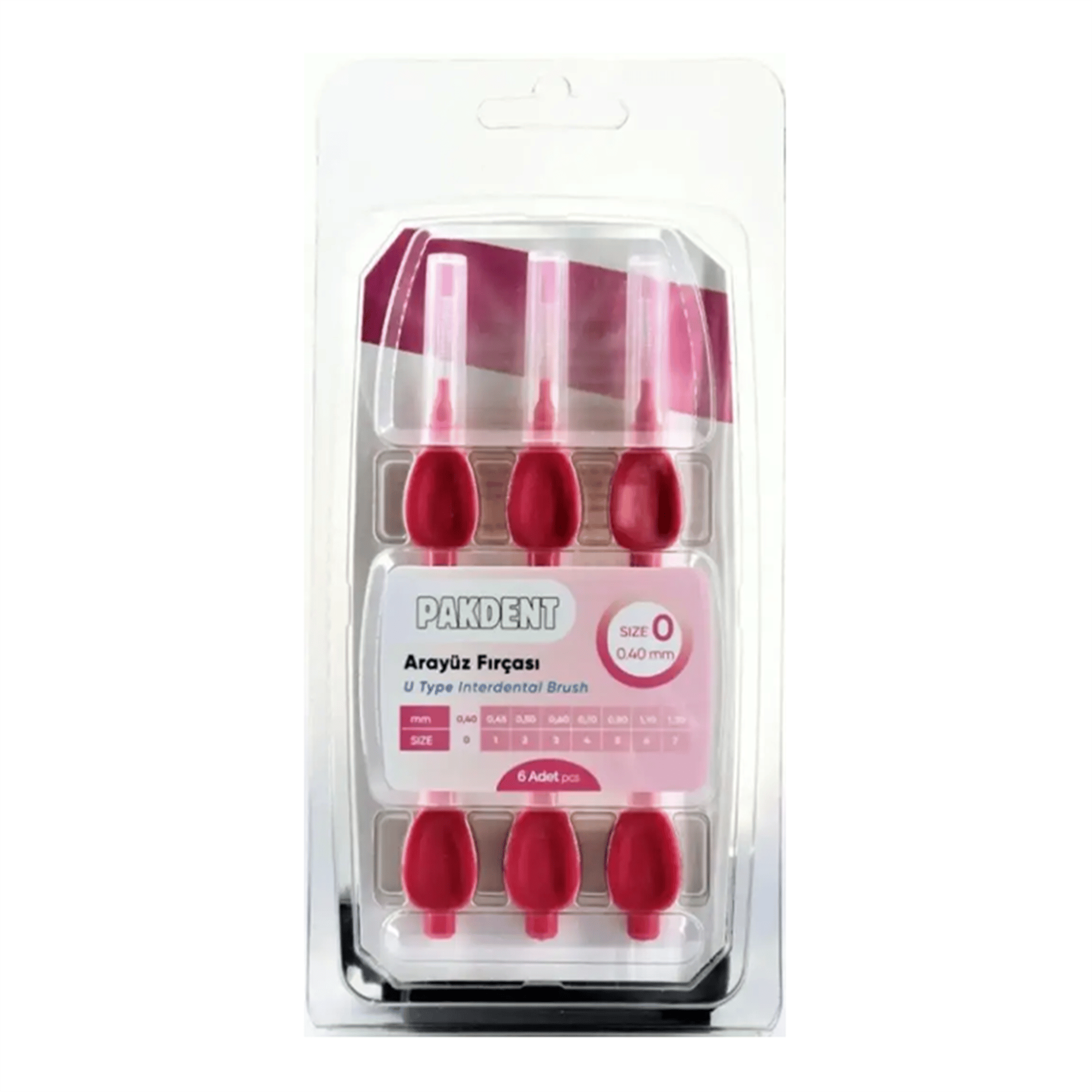 Pakdent Arayüz Fırçası 0,4 mm 6'lı - Pembe