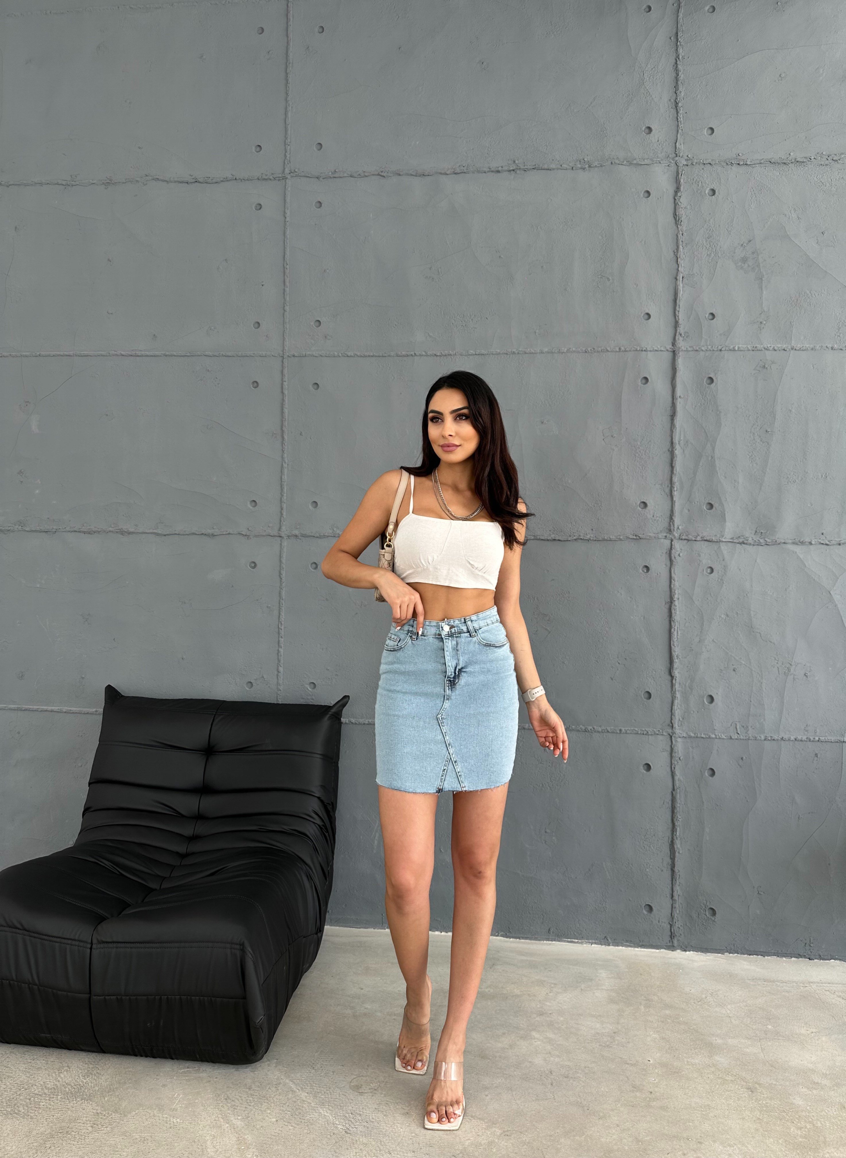 Denim Mini Etek