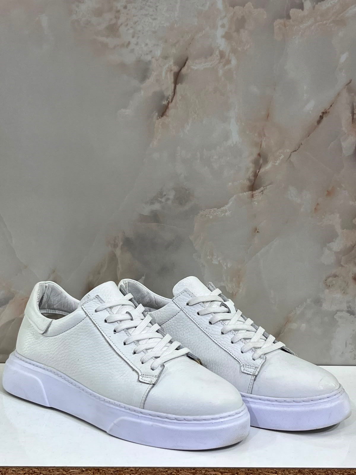 ERKEK BEYAZ HAKİKİ DERİ SNEAKER AYAKKABI | GÜNLÜK CASUAL SPOR AYAKKABI