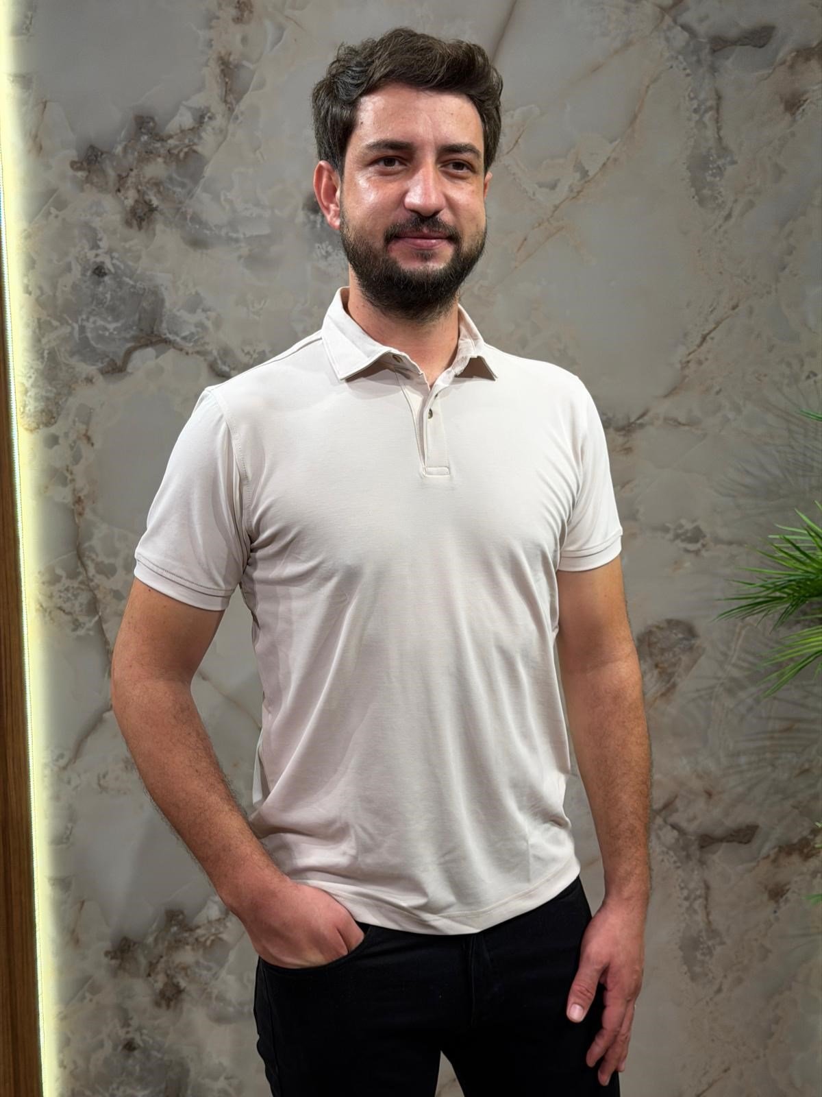 ERKEK EKRU POLO YAKA TİŞÖRT 